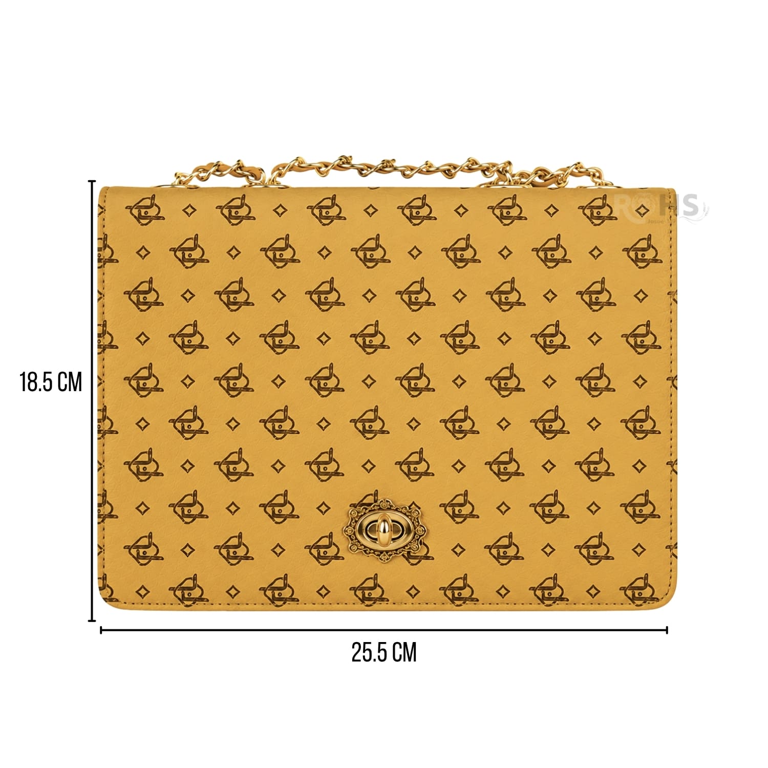 CARTERA ELEGANTE PARA MUJER CON CORREA DE CADENA Y DISEÑO MOSTAZA - 5