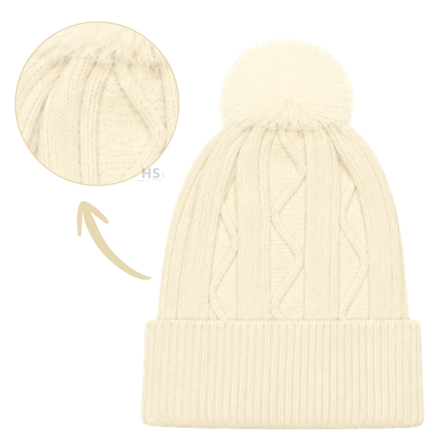 GORRO TEJIDO CON POMPÓN DISEÑO TEXTURIZADO PARA INVIERNO COLOR BEIGE - 5