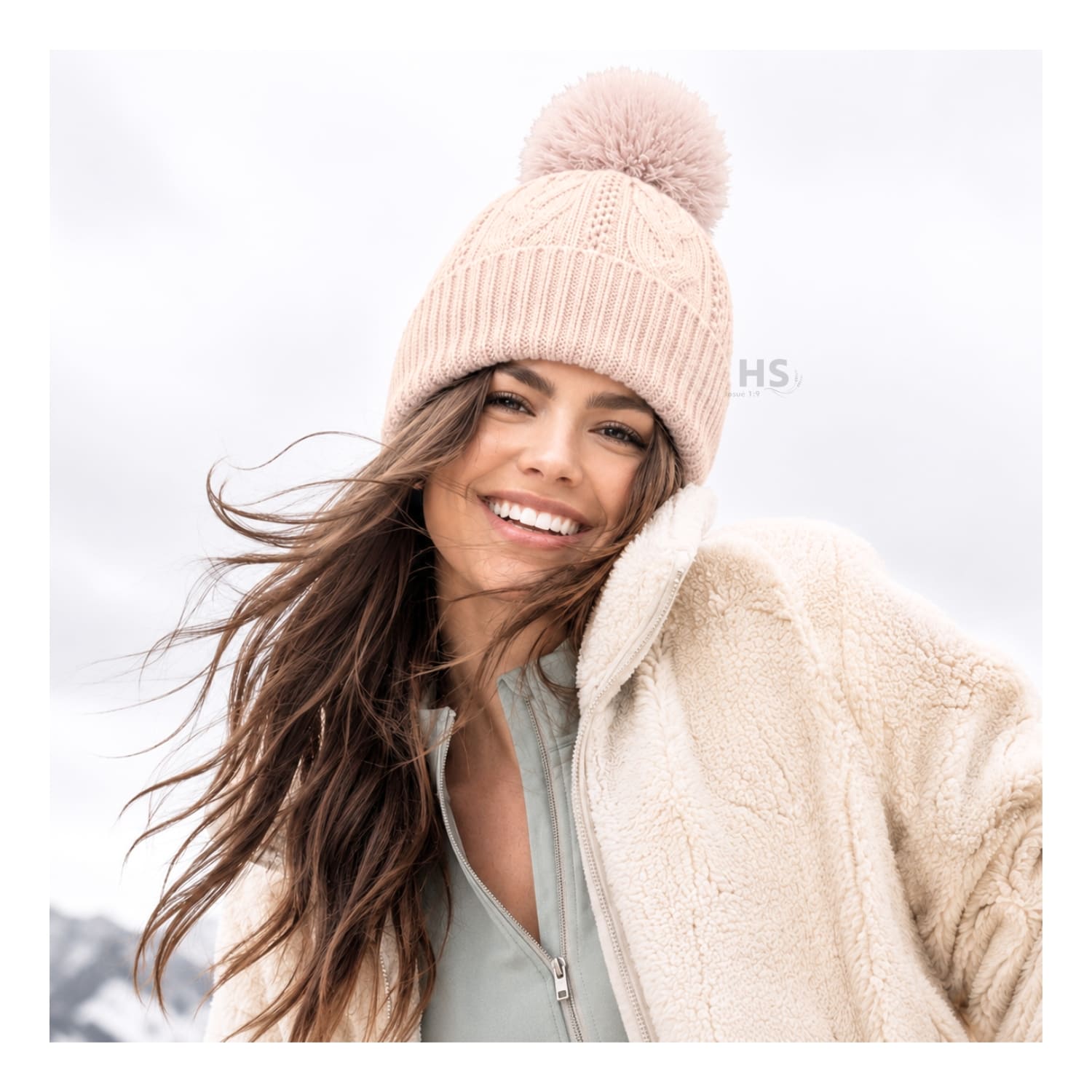 GORRO DE INVIERNO POLIÉSTER CON POMPÓN TEXTURIZADO COLOR ROSADO BEBÉ - 5