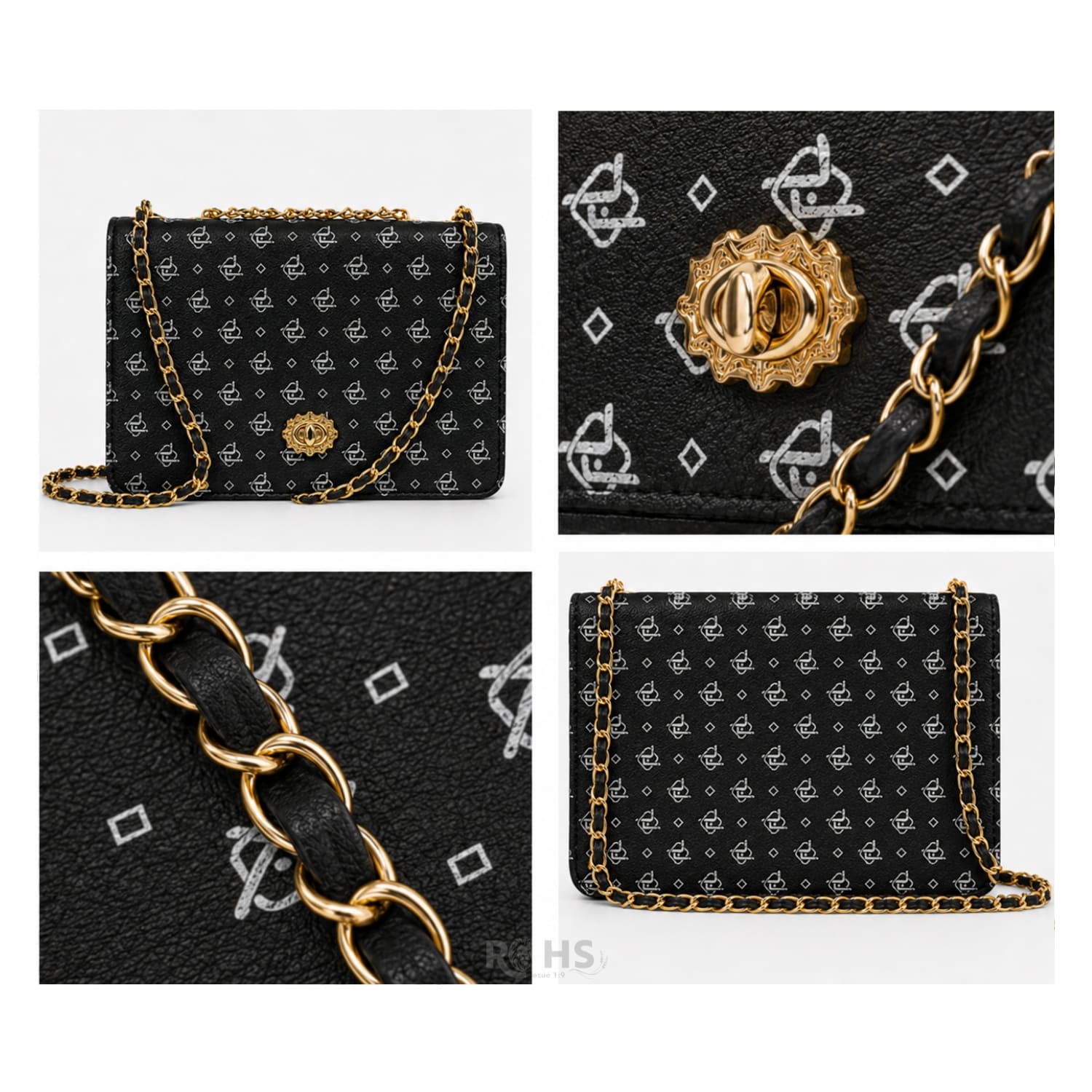 CARTERA ELEGANTE PARA MUJER CON CORREA DE CADENA Y DISEÑO NEGRO - 4