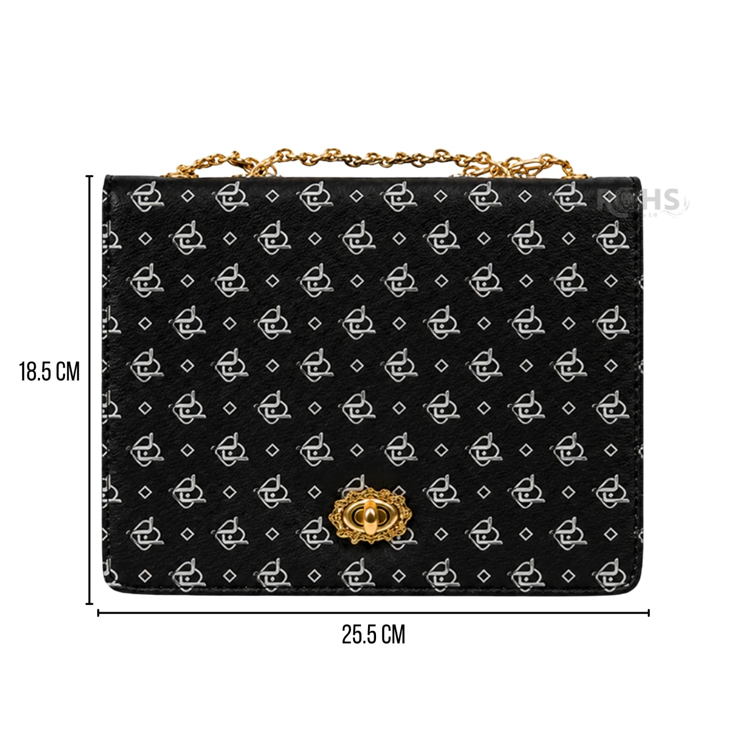 CARTERA ELEGANTE PARA MUJER CON CORREA DE CADENA Y DISEÑO NEGRO - 5