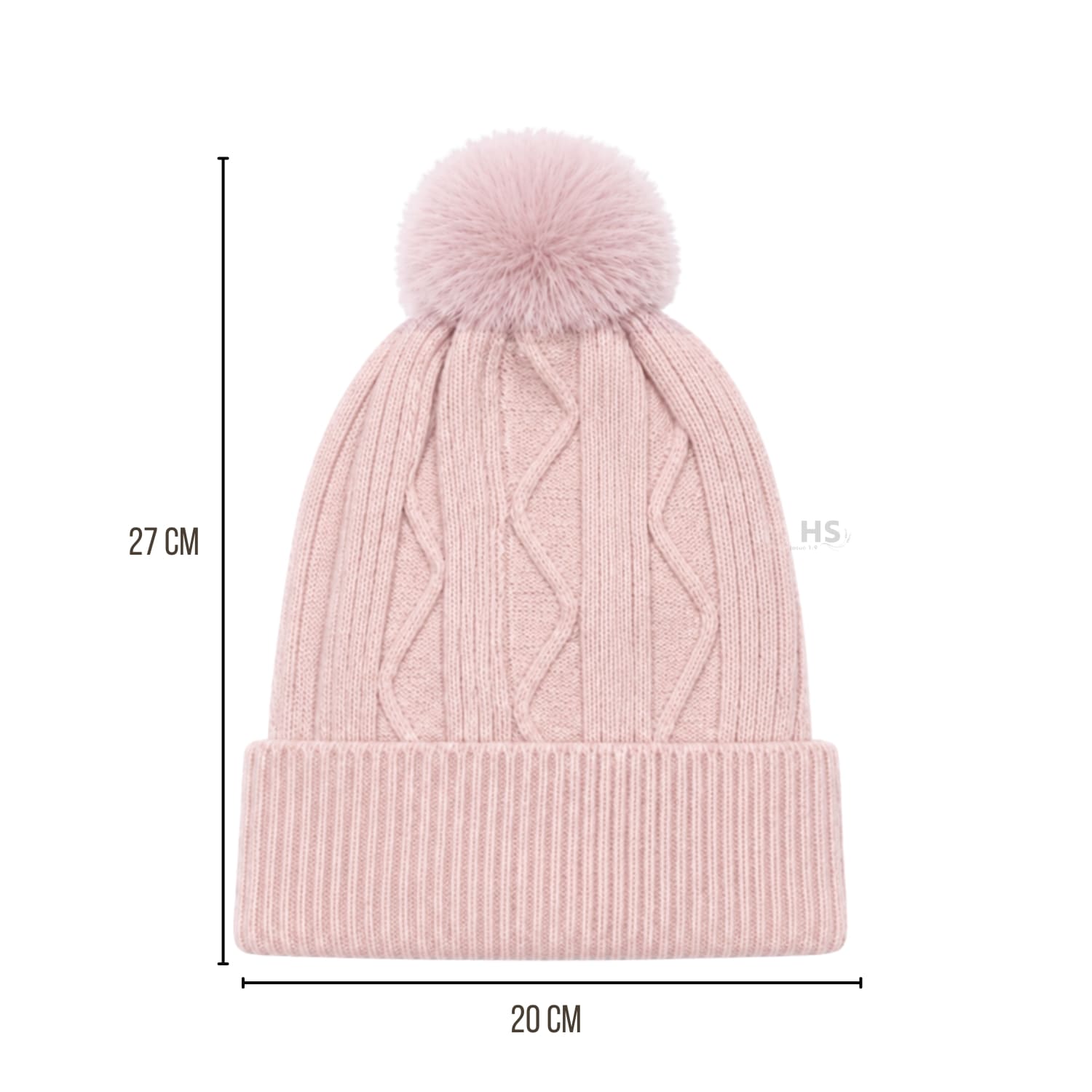 GORRO TEJIDO CON POMPÓN DISEÑO TEXTURIZADO PARA INVIERNO COLOR ROSADO - 3