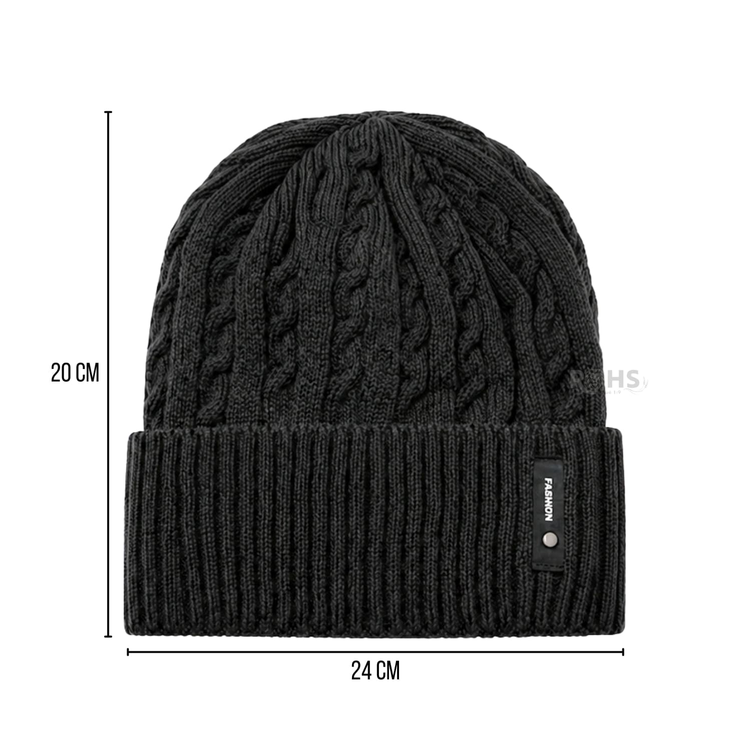 GORRO TEJIDO POLIÉSTER DISEÑO TRENZADO PARA INVIERNO COLOR NEGRO - 2