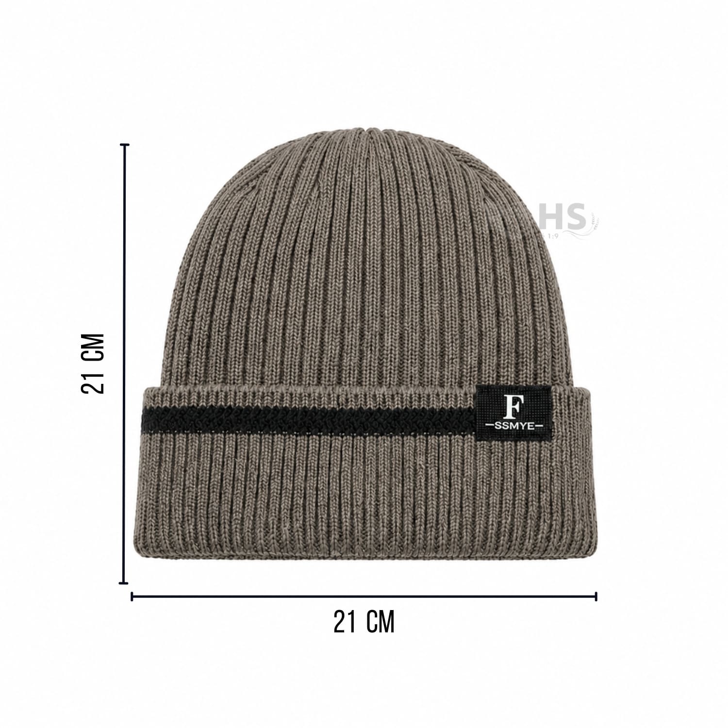 GORRO TEJIDO POLIÉSTER CON RAYA DECORATIVA PARA INVIERNO COLOR CAFÉ - 3