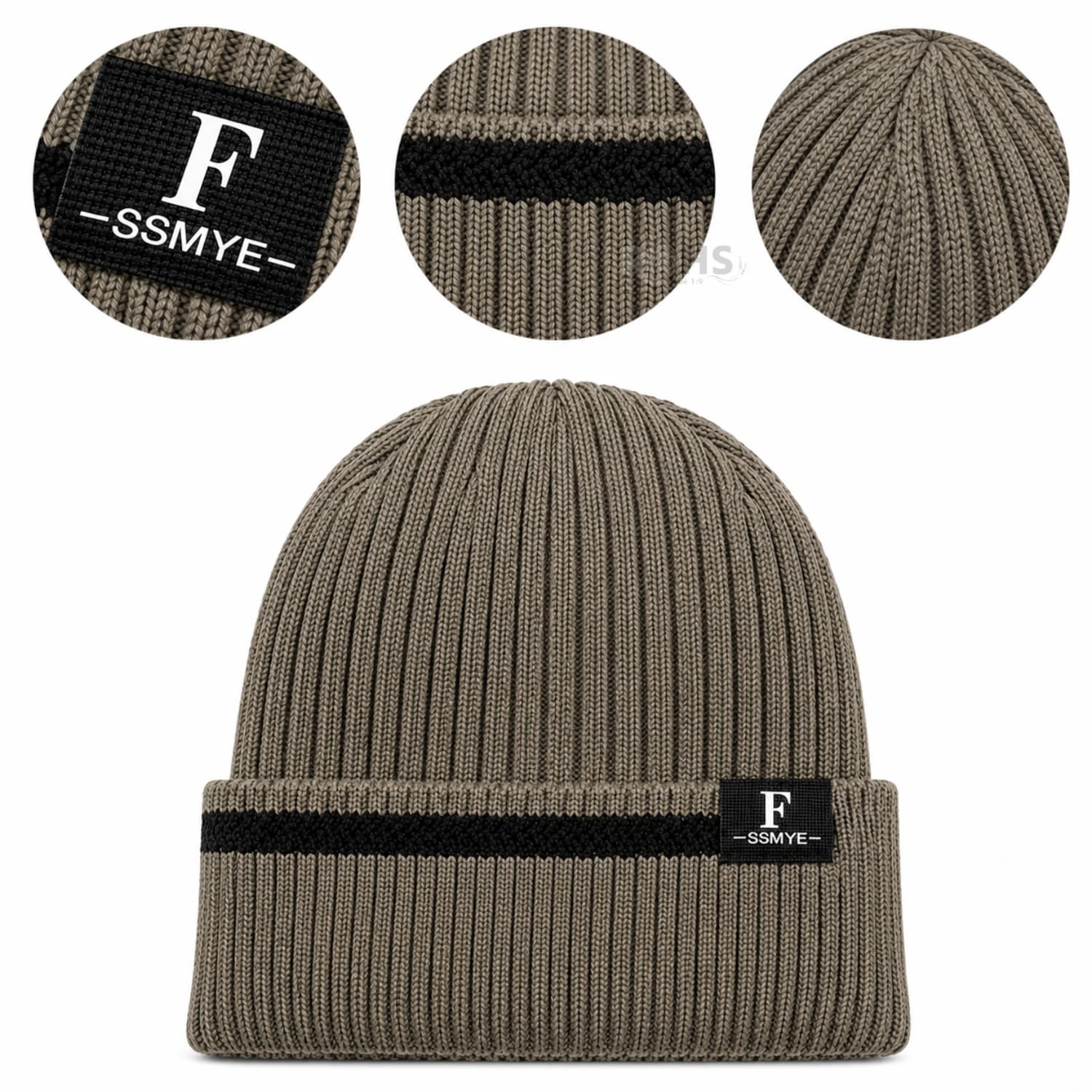 GORRO TEJIDO POLIÉSTER CON RAYA DECORATIVA PARA INVIERNO COLOR CAFÉ - 4