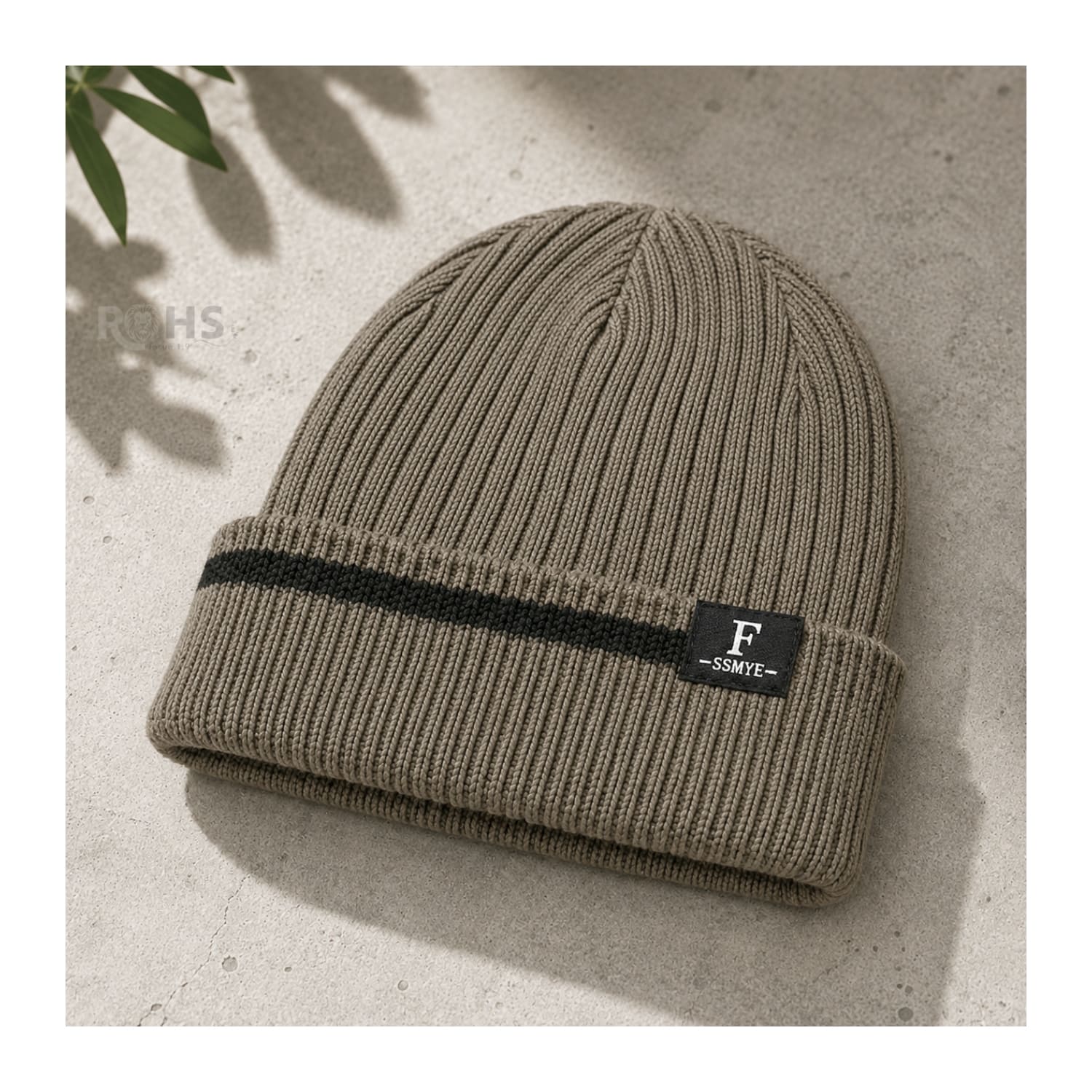 GORRO TEJIDO POLIÉSTER CON RAYA DECORATIVA PARA INVIERNO COLOR CAFÉ - 6