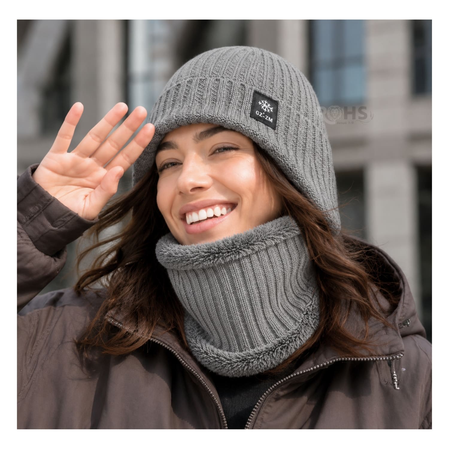 GORRO + CUELLERA POLIÉSTER AFELPADA PARA INVIERNO COLOR GRIS - 3
