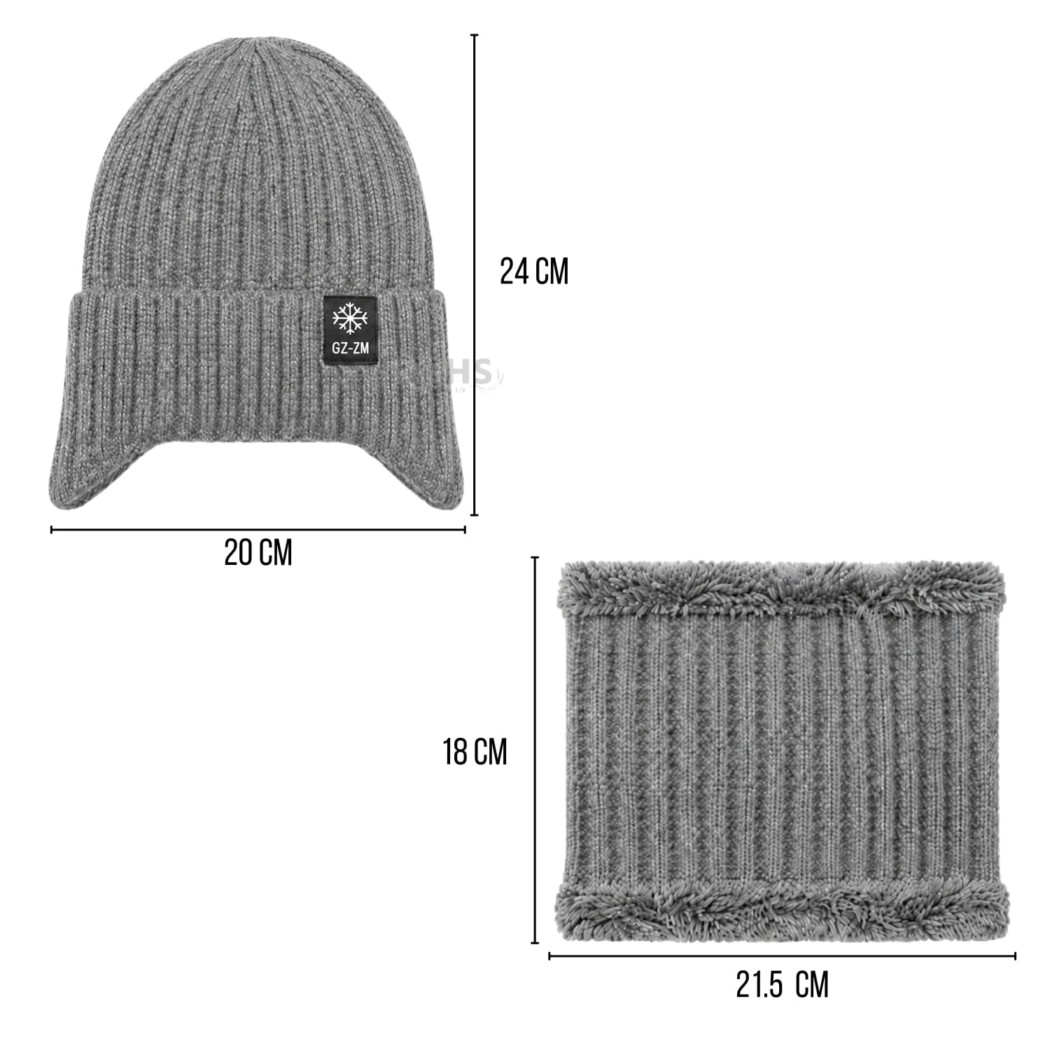 GORRO + CUELLERA POLIÉSTER AFELPADA PARA INVIERNO COLOR GRIS - 5