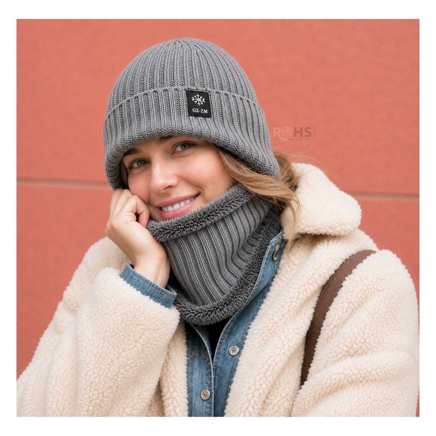 GORRO + CUELLERA POLIÉSTER AFELPADA PARA INVIERNO COLOR GRIS - 6