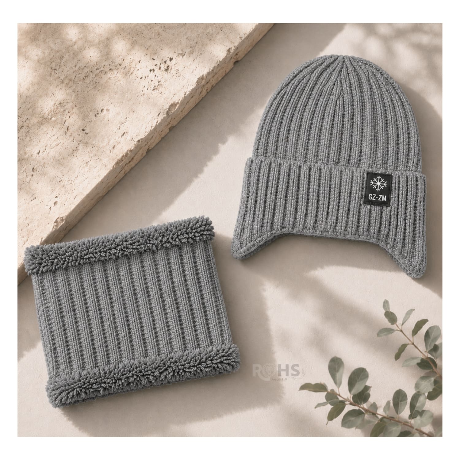 GORRO + CUELLERA POLIÉSTER AFELPADA PARA INVIERNO COLOR GRIS - 7