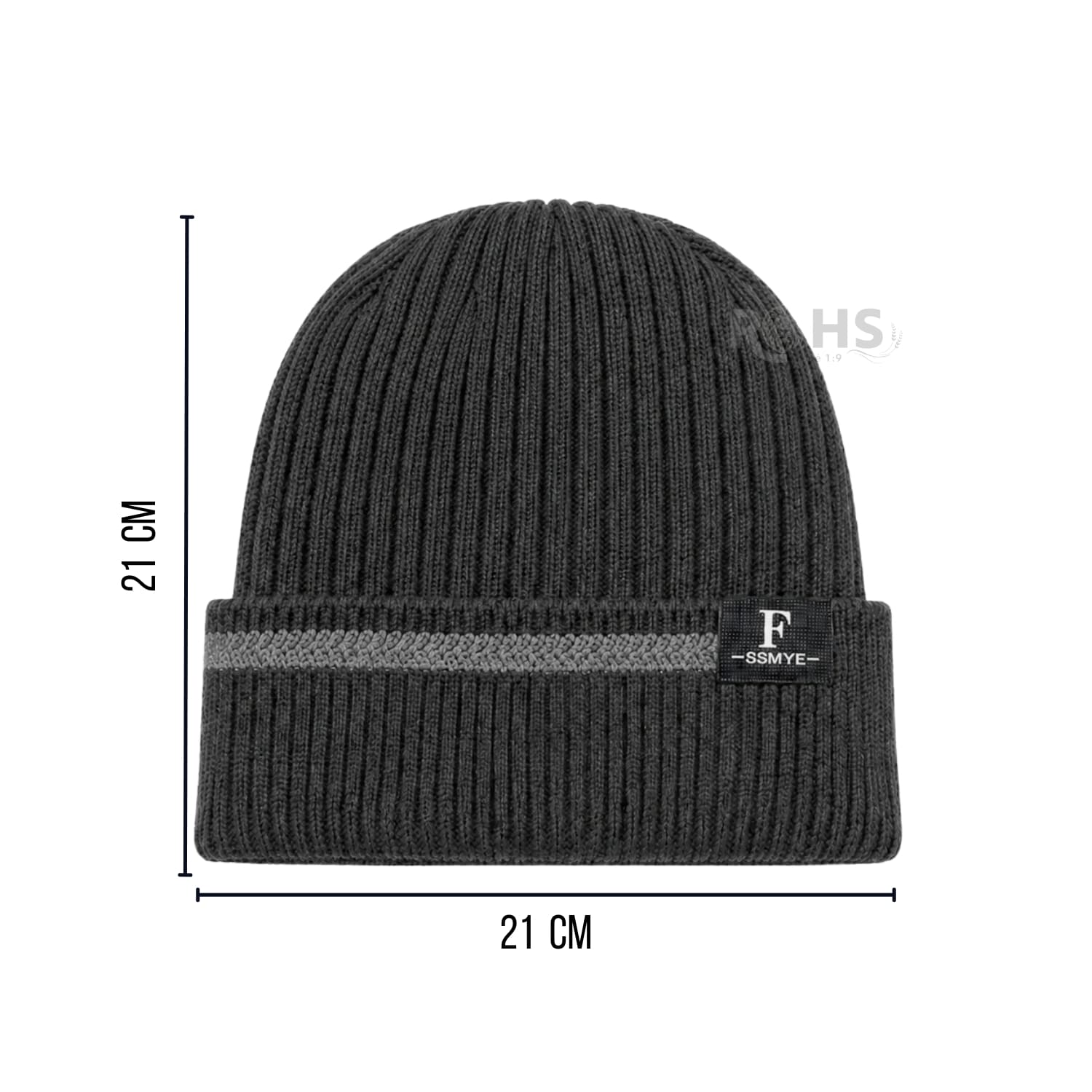 GORRO TEJIDO POLIÉSTER CON RAYA DECORATIVA PARA INVIERNO COLOR GRIS - 3