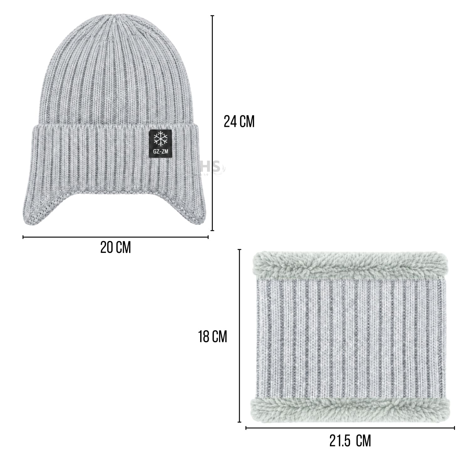 GORRO + CUELLERA POLIÉSTER AFELPADA PARA INVIERNO COLOR GRIS CLARO - 5