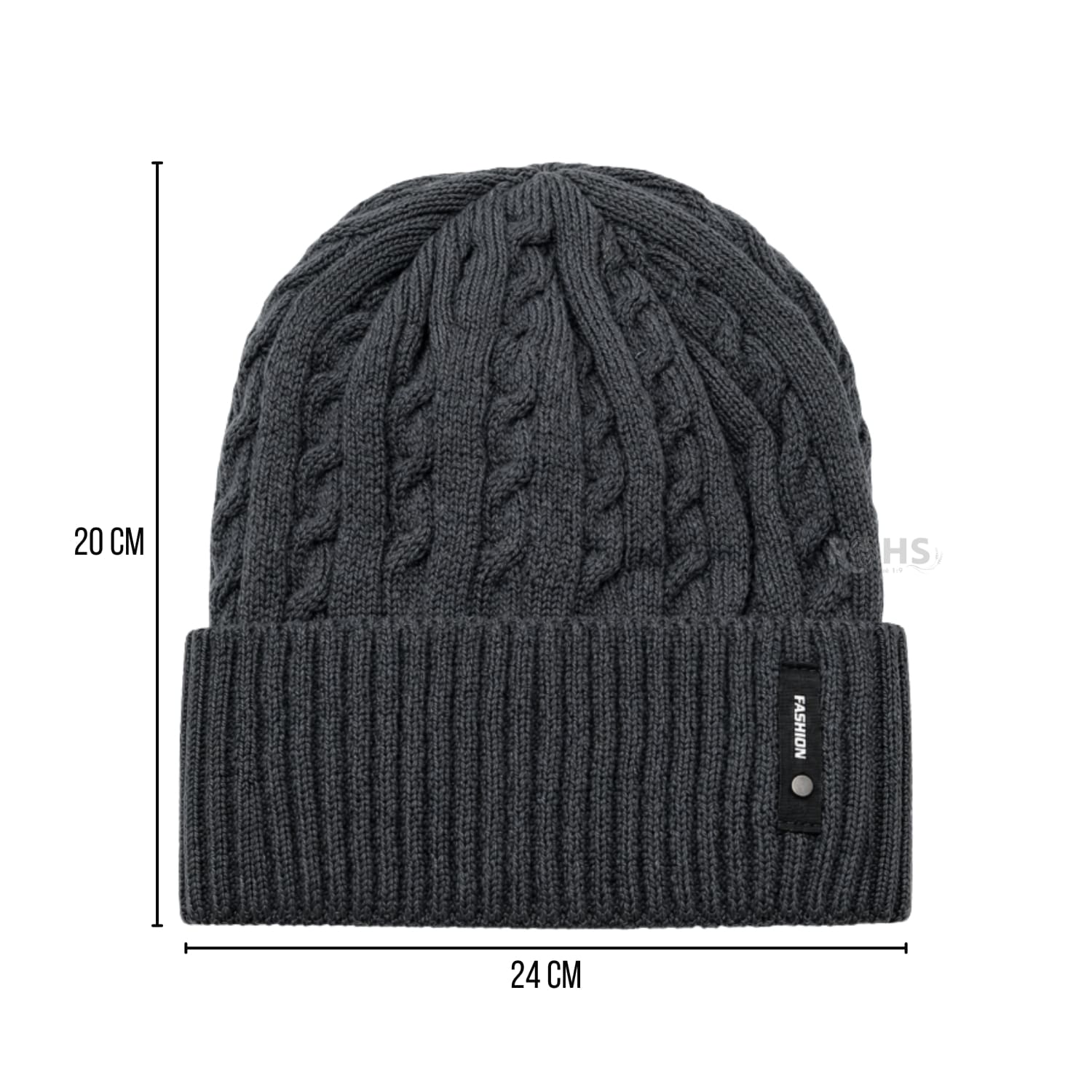 GORRO TEJIDO POLIÉSTER DISEÑO TRENZADO PARA INVIERNO COLOR GRIS OSCURO - 2