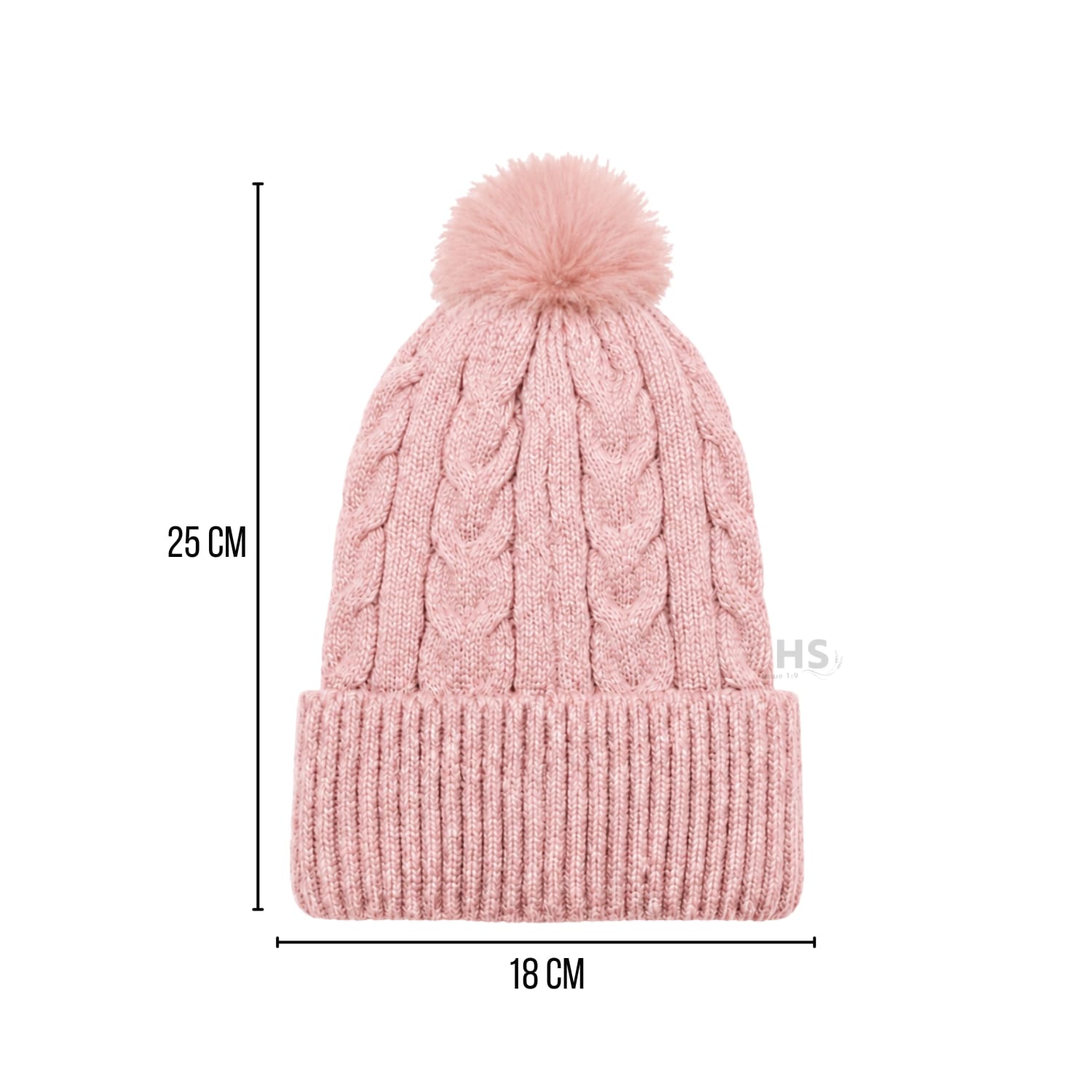 GORRO CON POMPÓN TEJIDO POLIÉSTER PARA INVIERNO COLOR ROSADO BEBÉ - 3
