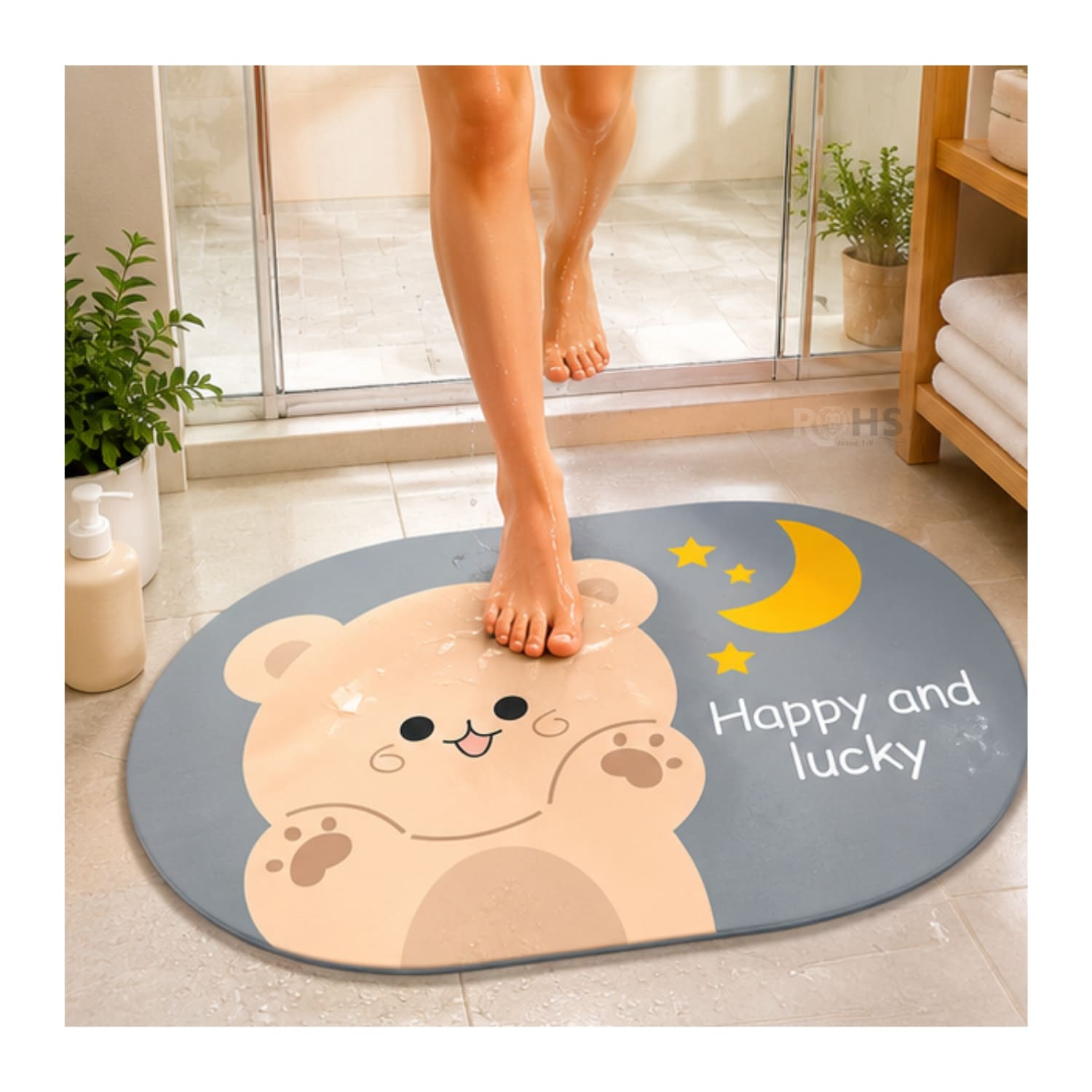 TAPETE DE BAÑO ANTIDESLIZANTE OSO GRIS 77 X 47.5 CM - 3