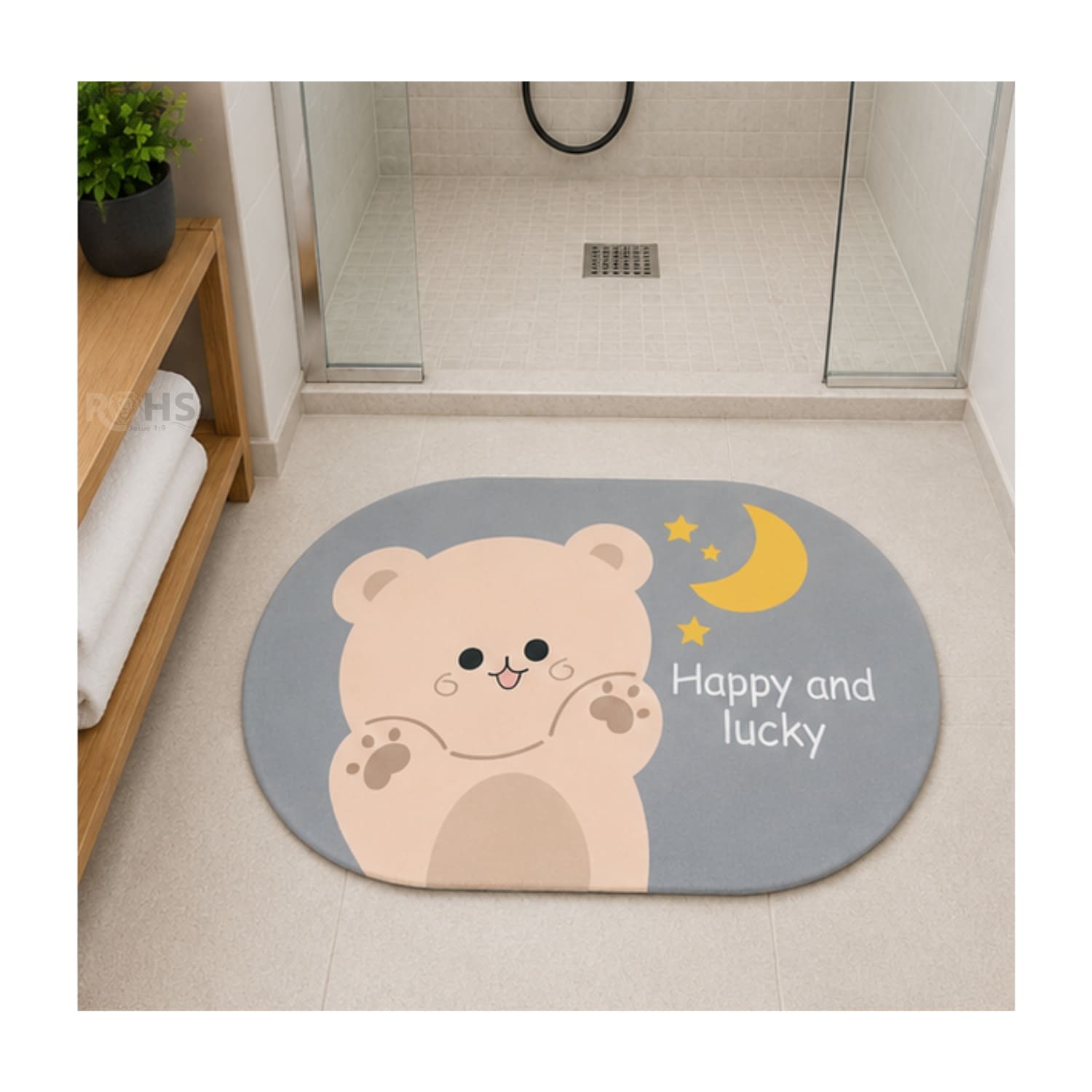 TAPETE DE BAÑO ANTIDESLIZANTE OSO GRIS 77 X 47.5 CM - 5