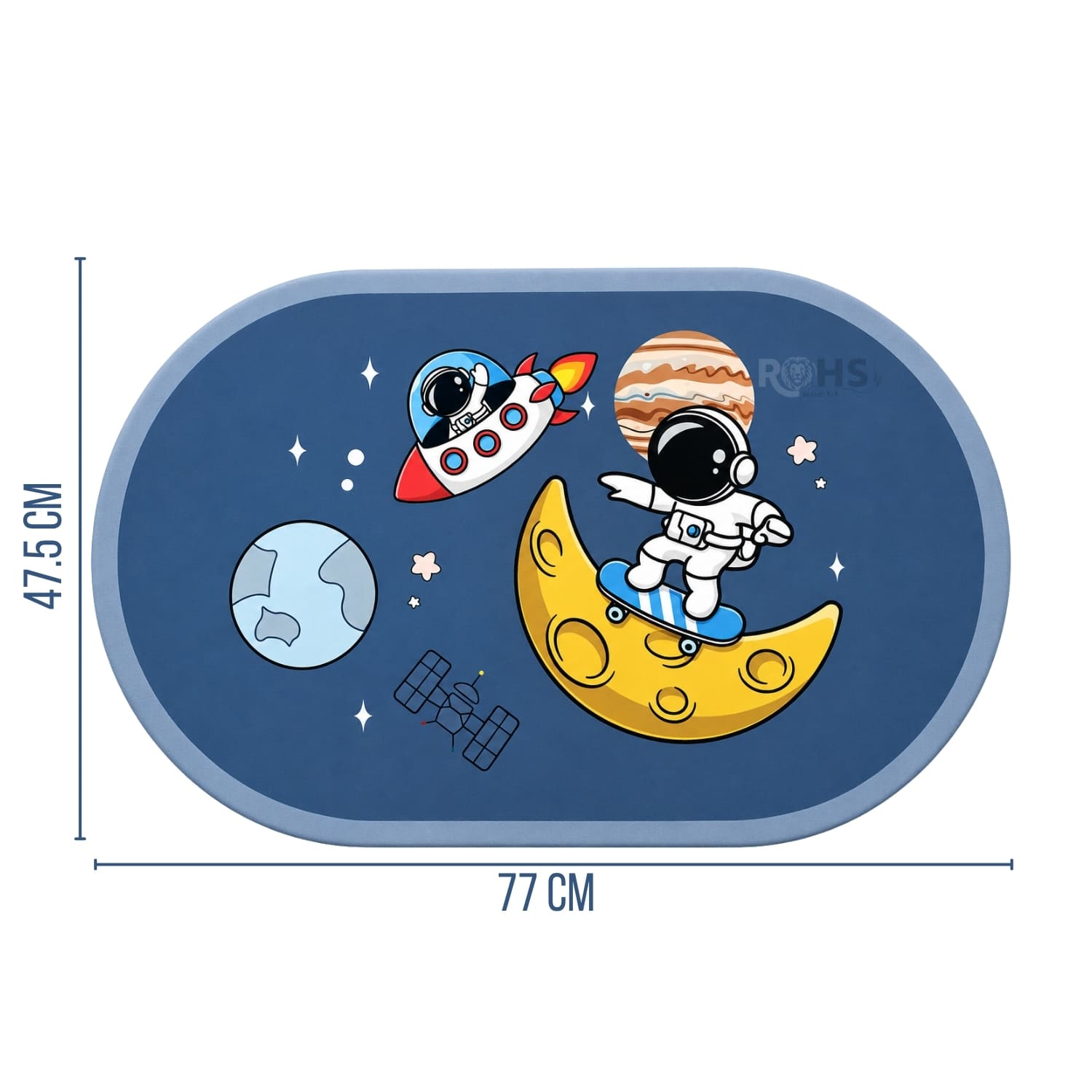 TAPETE DE BAÑO ANTIDESLIZANTE ASTRONAUTA AZUL 77 X 47.5 CM - 2