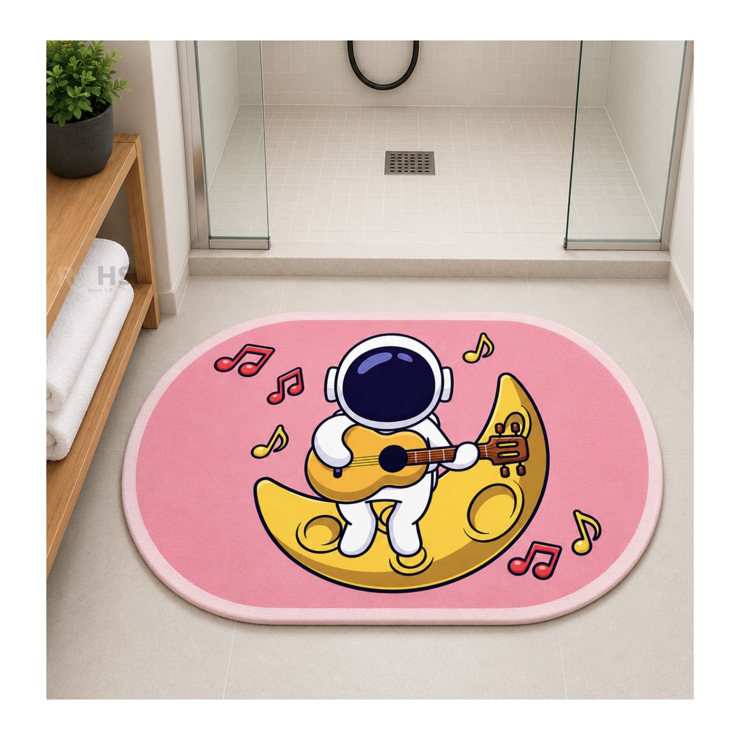 TAPETE DE BAÑO ANTIDESLIZANTE ASTRONAUTA ROSA 77 X 47.5 CM - 5
