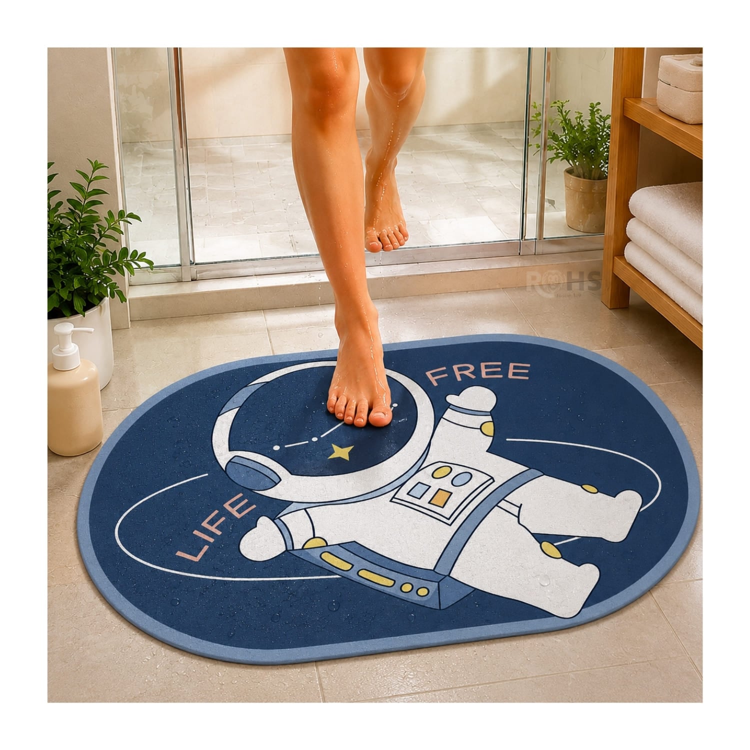 TAPETE DE BAÑO ANTIDESLIZANTE ASTRONAUTA PLOMO 77 X 47.5 CM - 3