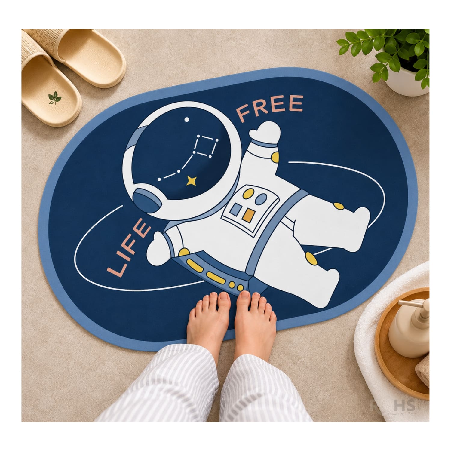 TAPETE DE BAÑO ANTIDESLIZANTE ASTRONAUTA PLOMO 77 X 47.5 CM - 4