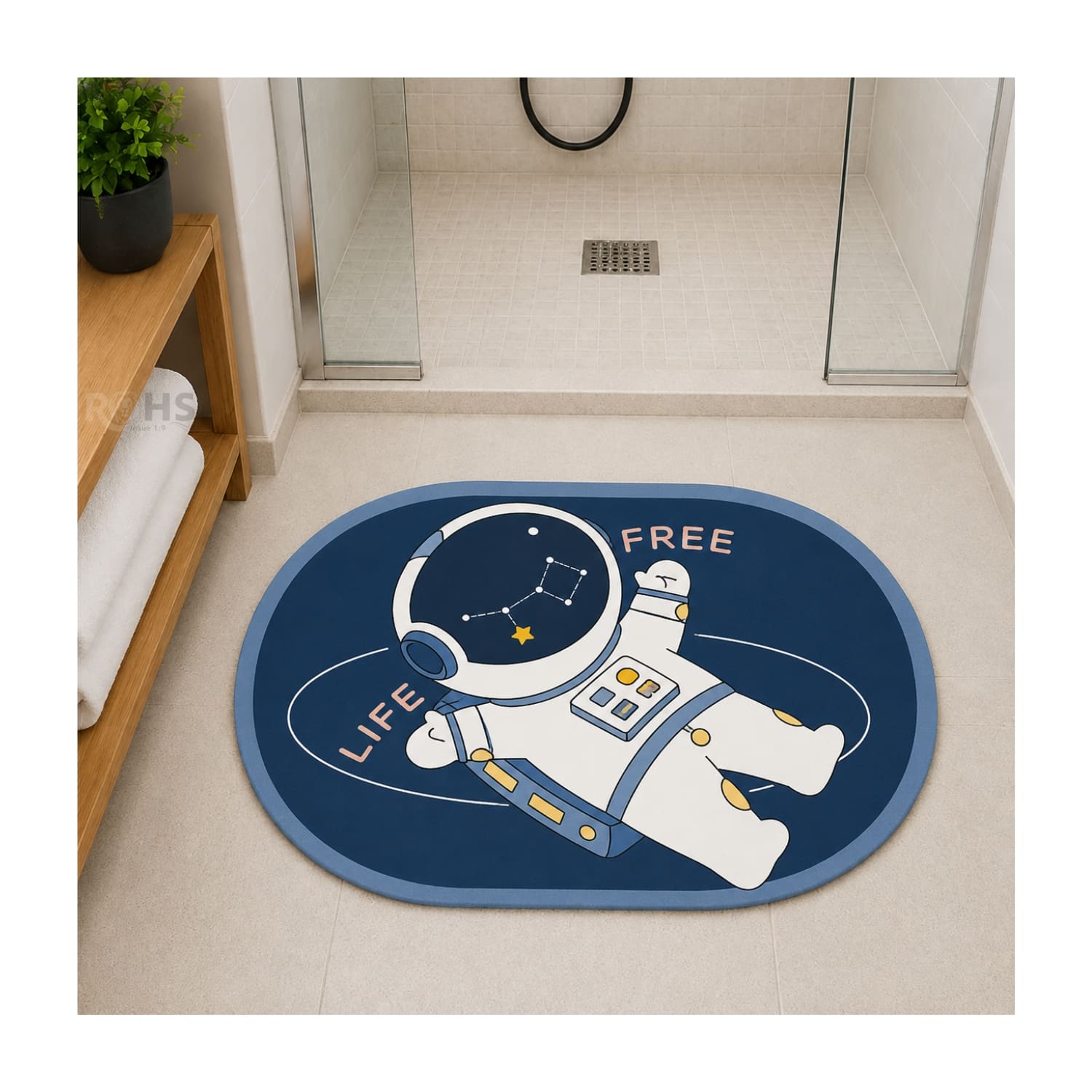 TAPETE DE BAÑO ANTIDESLIZANTE ASTRONAUTA PLOMO 77 X 47.5 CM - 5