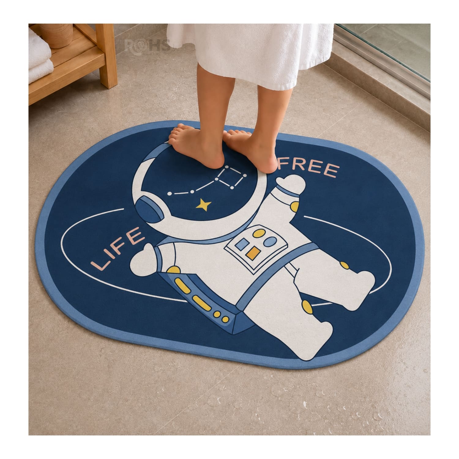 TAPETE DE BAÑO ANTIDESLIZANTE ASTRONAUTA PLOMO 77 X 47.5 CM - 6