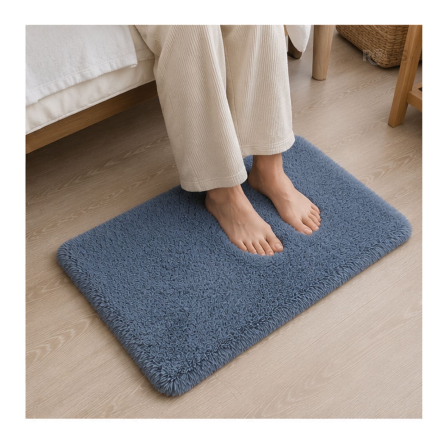ALFOMBRA AFELPADA PEQUEÑA RECTANGULAR AZUL SUAVE 60 X 38.5 CM - 5