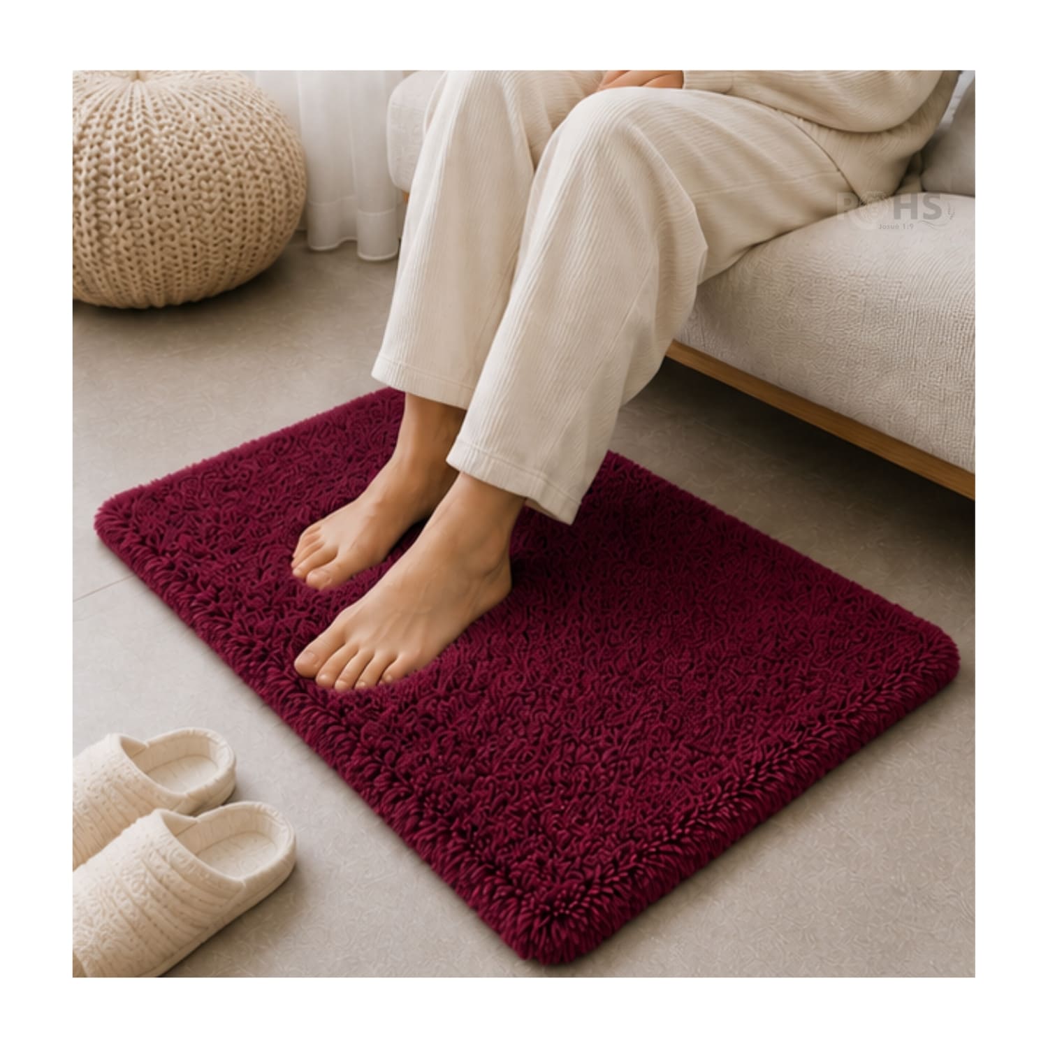 ALFOMBRA AFELPADA PEQUEÑA RECTANGULAR ROJO 60 X 38.5 CM - 1