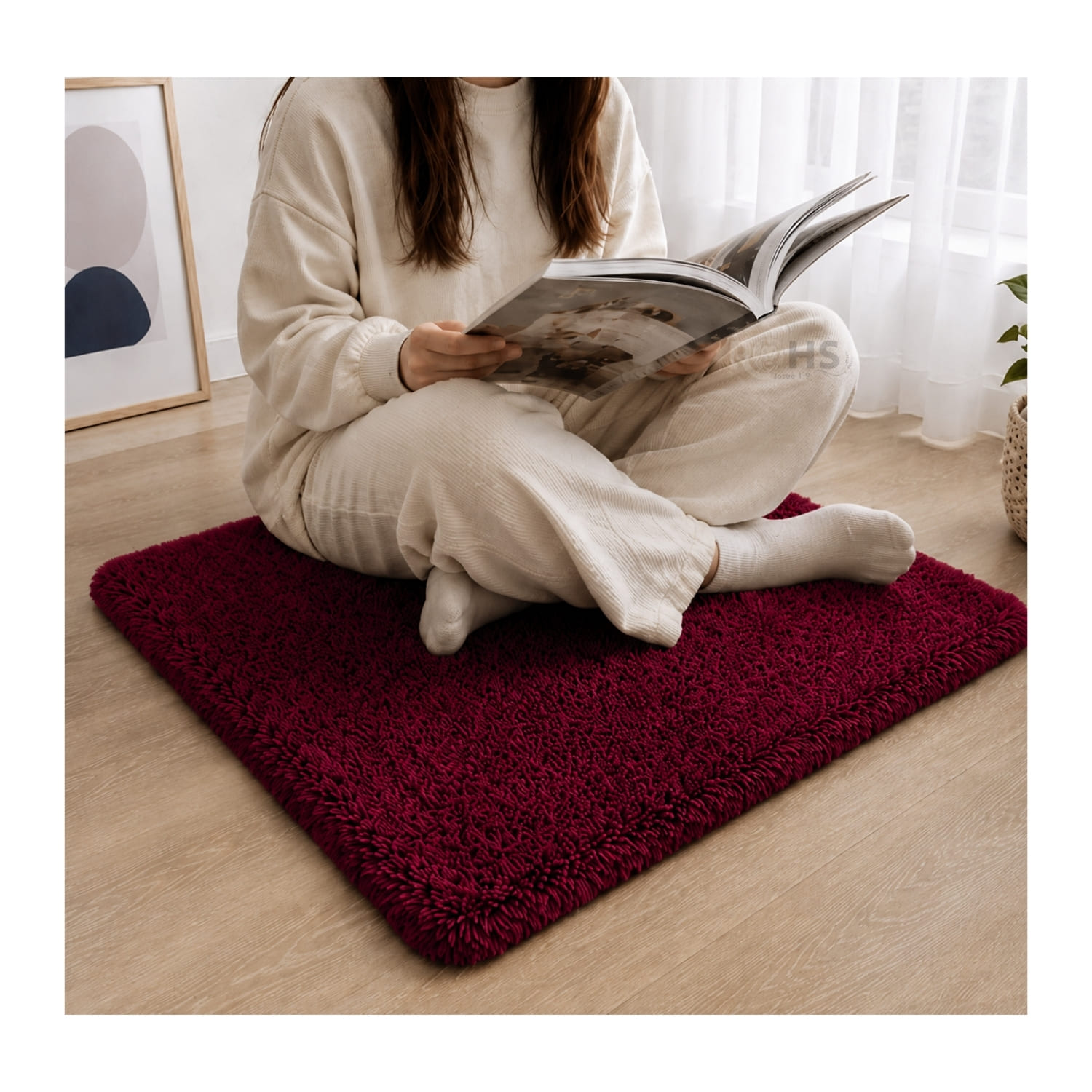 ALFOMBRA AFELPADA PEQUEÑA RECTANGULAR ROJO 60 X 38.5 CM - 3