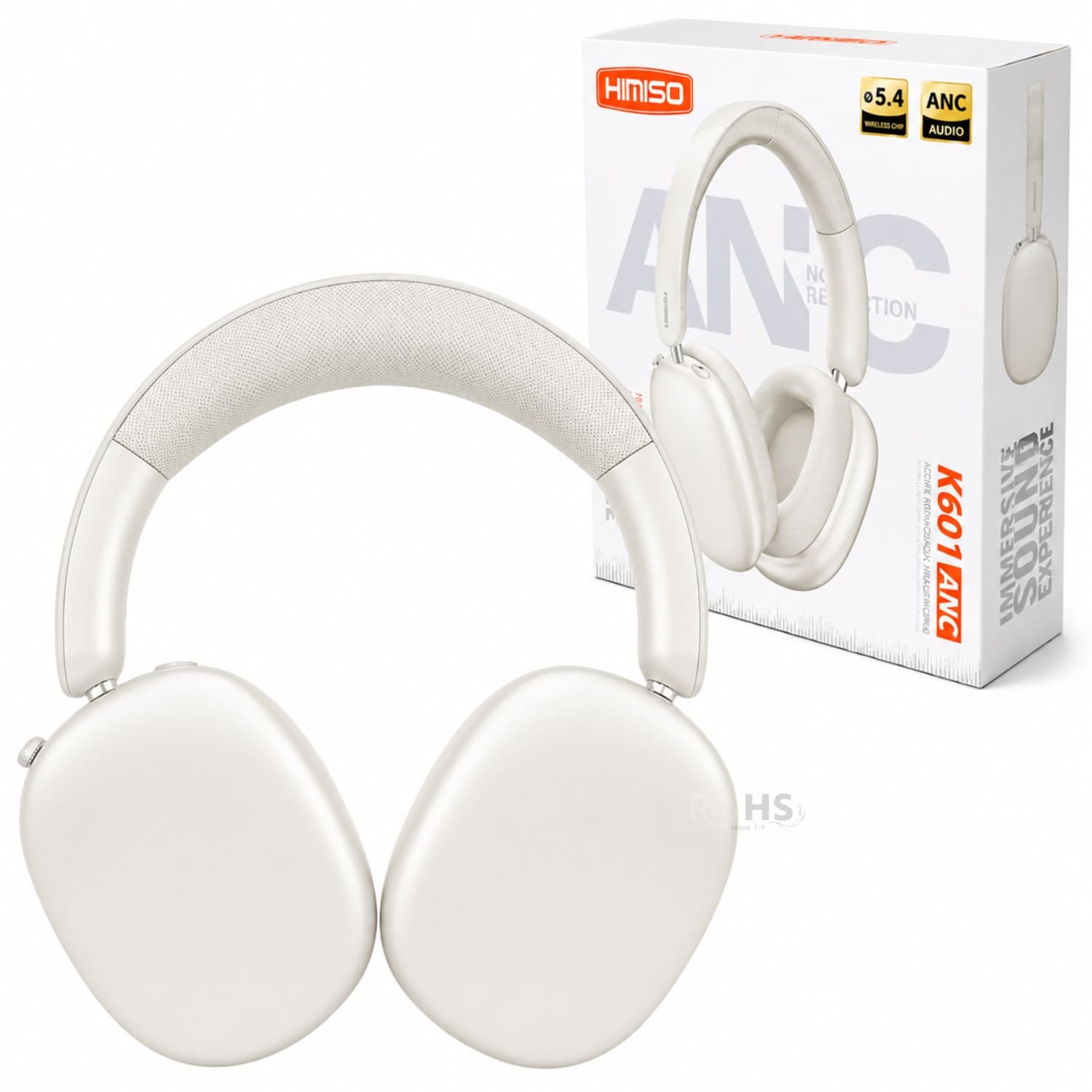 AUDÍFONOS BLUETOOTH KIMISO K601 COLOR BLANCO CON REDUCCIÓN DE RUIDO Y BLUETOOTH 5.4 - 1