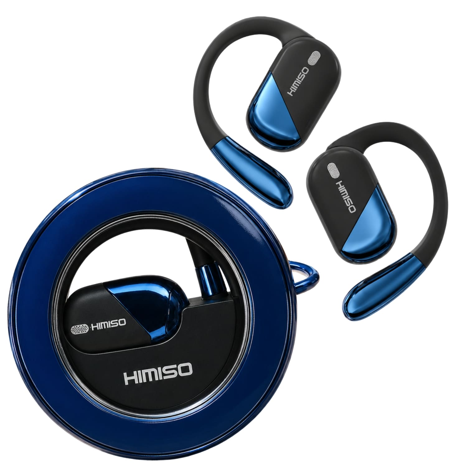 AUDÍFONOS BLUETOOTH KIMISO CON GANCHO PARA OREJA Y ESTUCHE RECARGABLE COLOR AZUL - 2