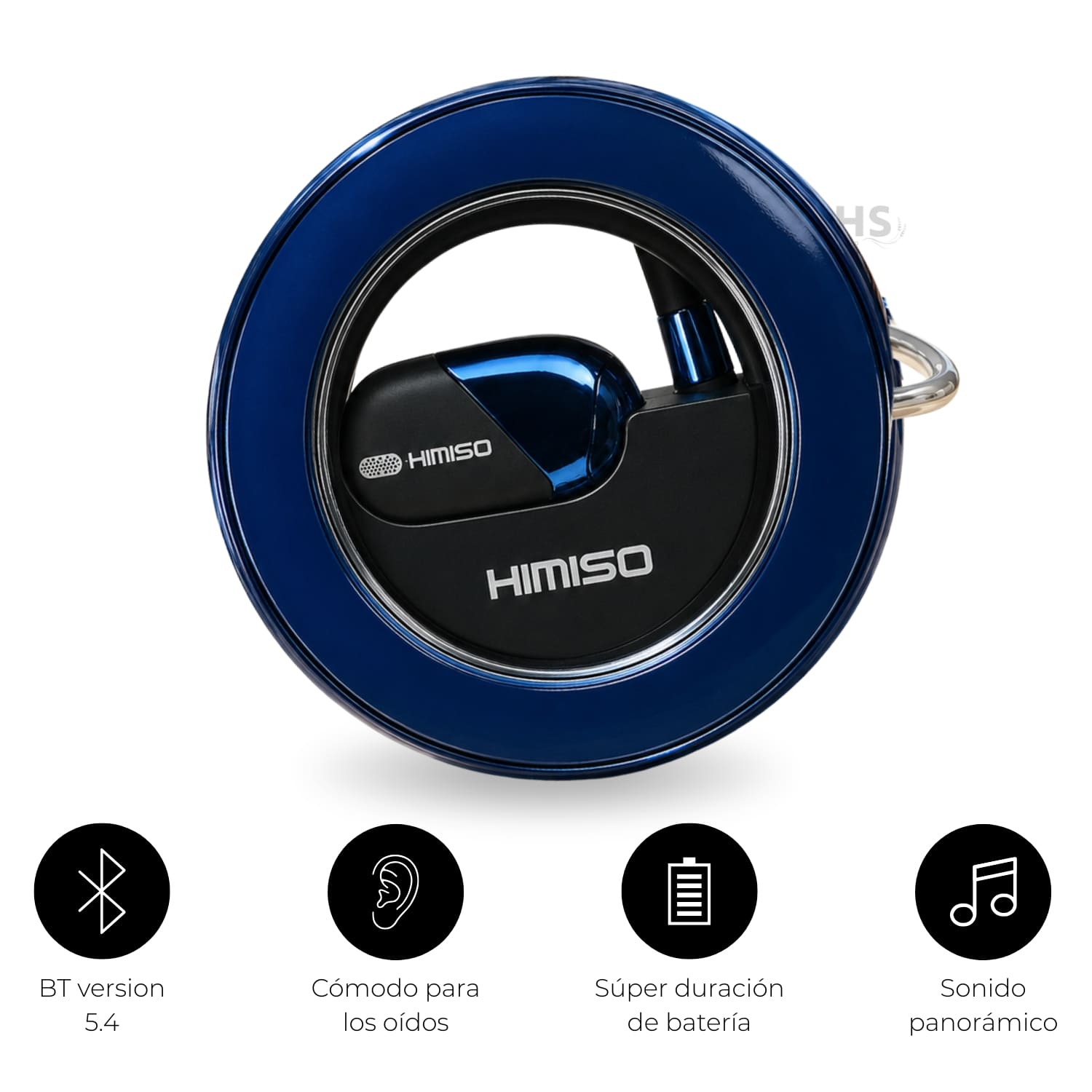 AUDÍFONOS BLUETOOTH KIMISO CON GANCHO PARA OREJA Y ESTUCHE RECARGABLE COLOR AZUL - 5
