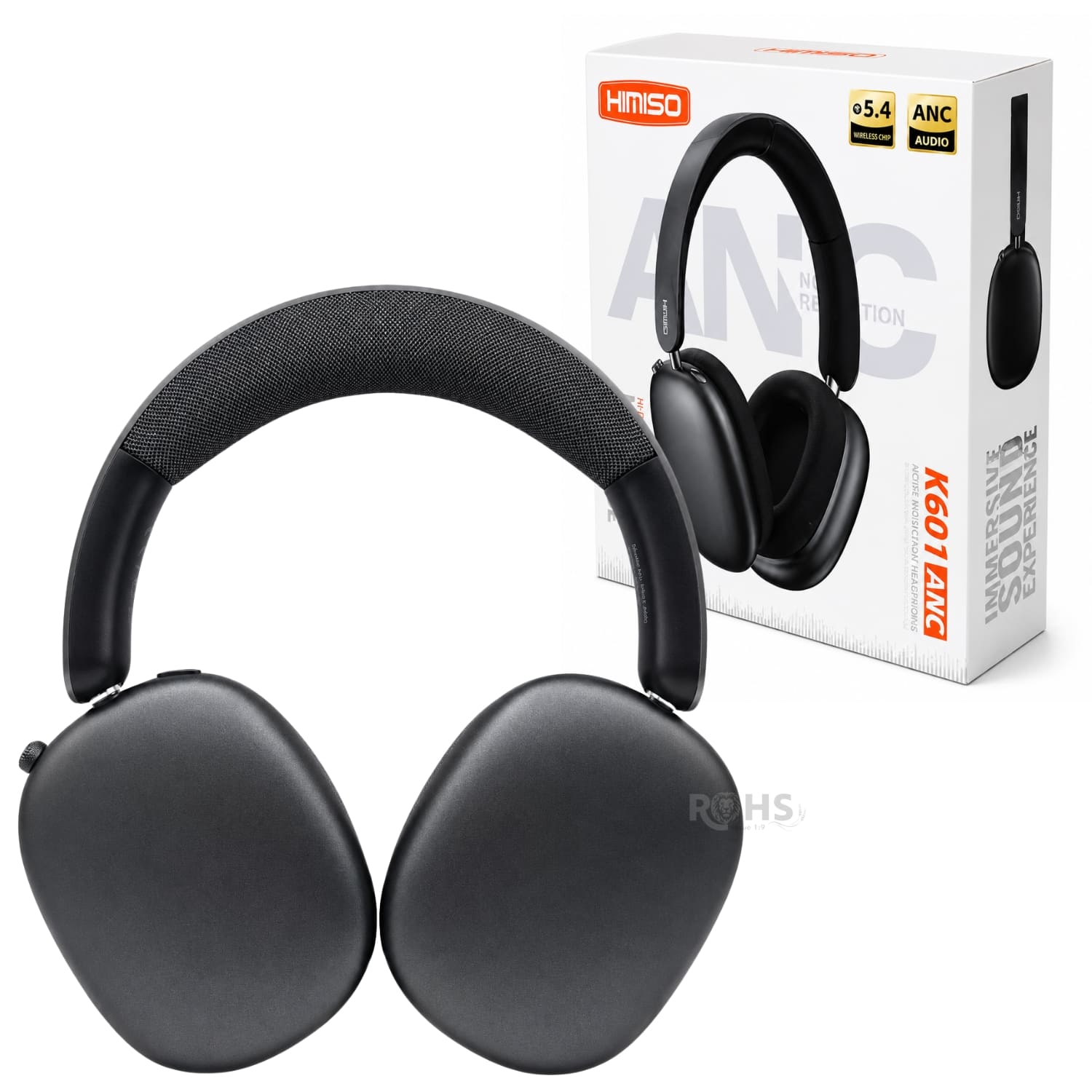 AUDÍFONOS BLUETOOTH KIMISO K601 COLOR NEGRO CON REDUCCIÓN DE RUIDO Y BLUETOOTH 5.4 - 1