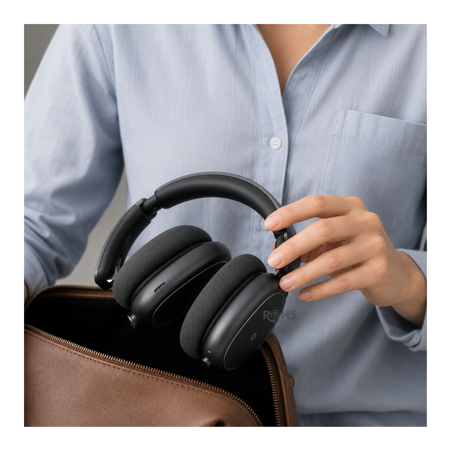 AUDÍFONOS BLUETOOTH KIMISO NEGRO CON CANCELACIÓN DE RUIDO Y DISEÑO PLEGABLE ACOLCHADO - 2