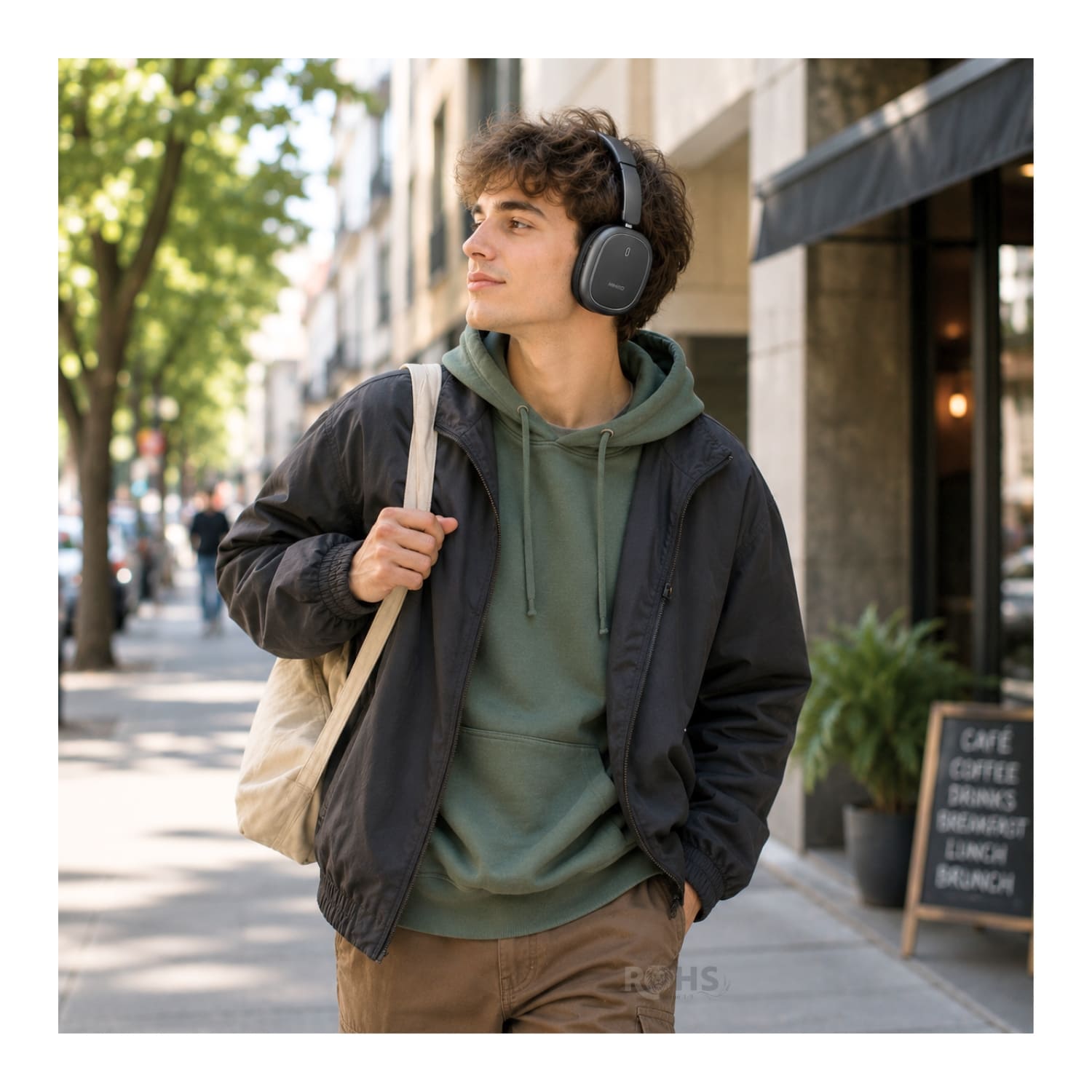 AUDÍFONOS BLUETOOTH KIMISO NEGRO CON CANCELACIÓN DE RUIDO Y DISEÑO PLEGABLE ACOLCHADO - 7