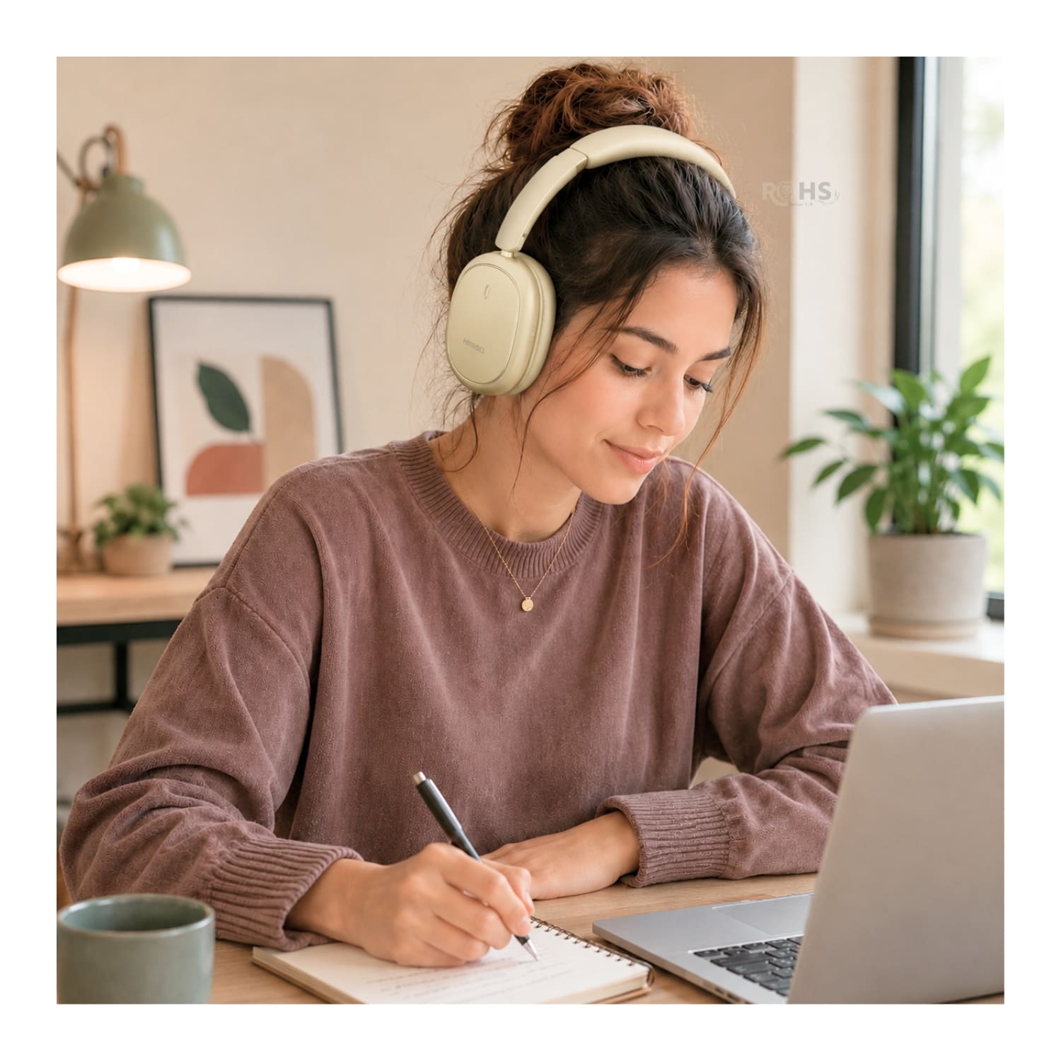 AUDÍFONOS BLUETOOTH KIMISO DORADO CON CANCELACIÓN DE RUIDO Y DISEÑO PLEGABLE ACOLCHADO - 4