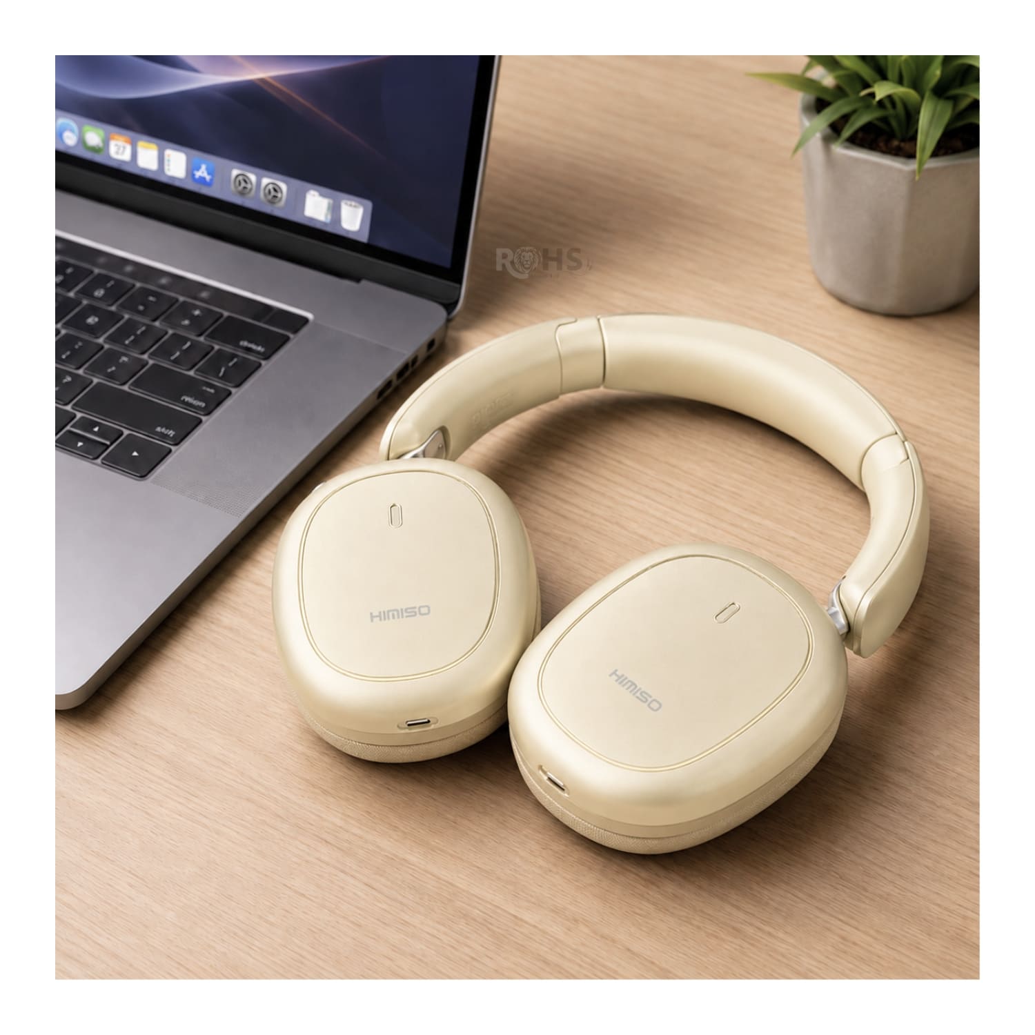 AUDÍFONOS BLUETOOTH KIMISO DORADO CON CANCELACIÓN DE RUIDO Y DISEÑO PLEGABLE ACOLCHADO - 6