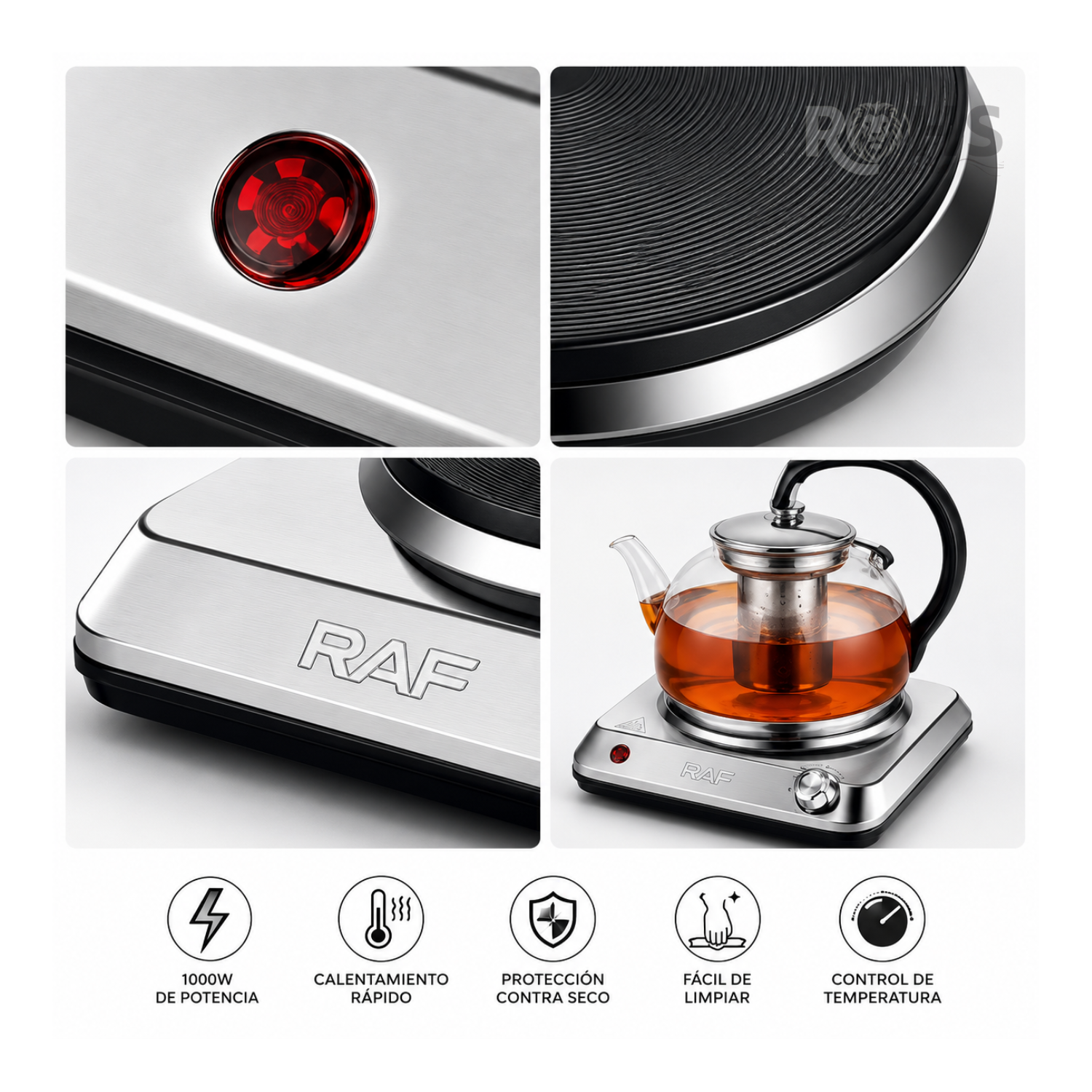 ESTUFA ELÉCTRICA 1000W RAF R.8204 - COCCIÓN RÁPIDA - 2