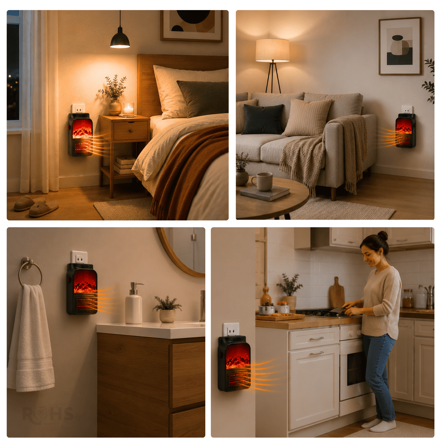 CALENTADOR ELÉCTRICO FLAME HEATER 1000W CON CONTROL REMOTO Y EFECTO CHIMENEA - 3