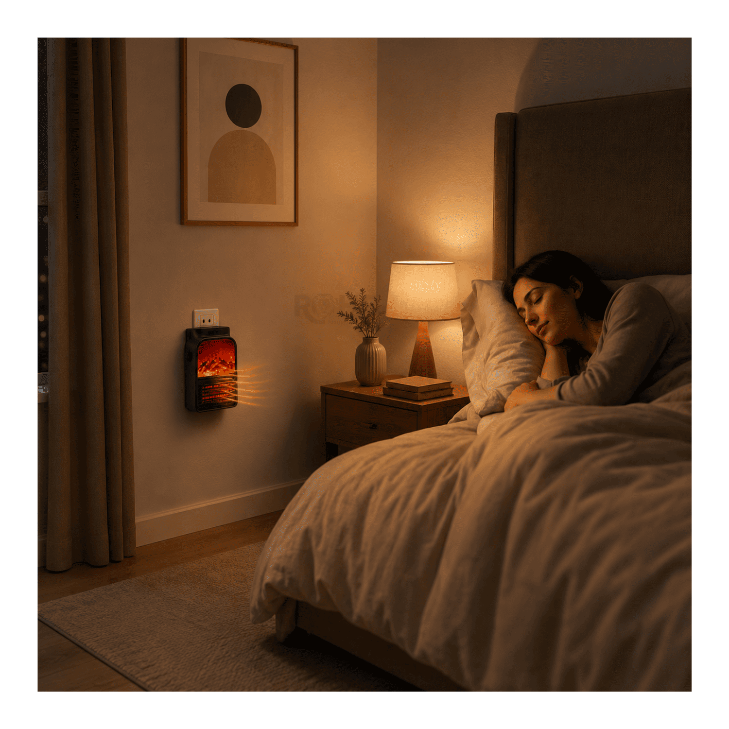 CALENTADOR ELÉCTRICO FLAME HEATER 1000W CON CONTROL REMOTO Y EFECTO CHIMENEA - 5