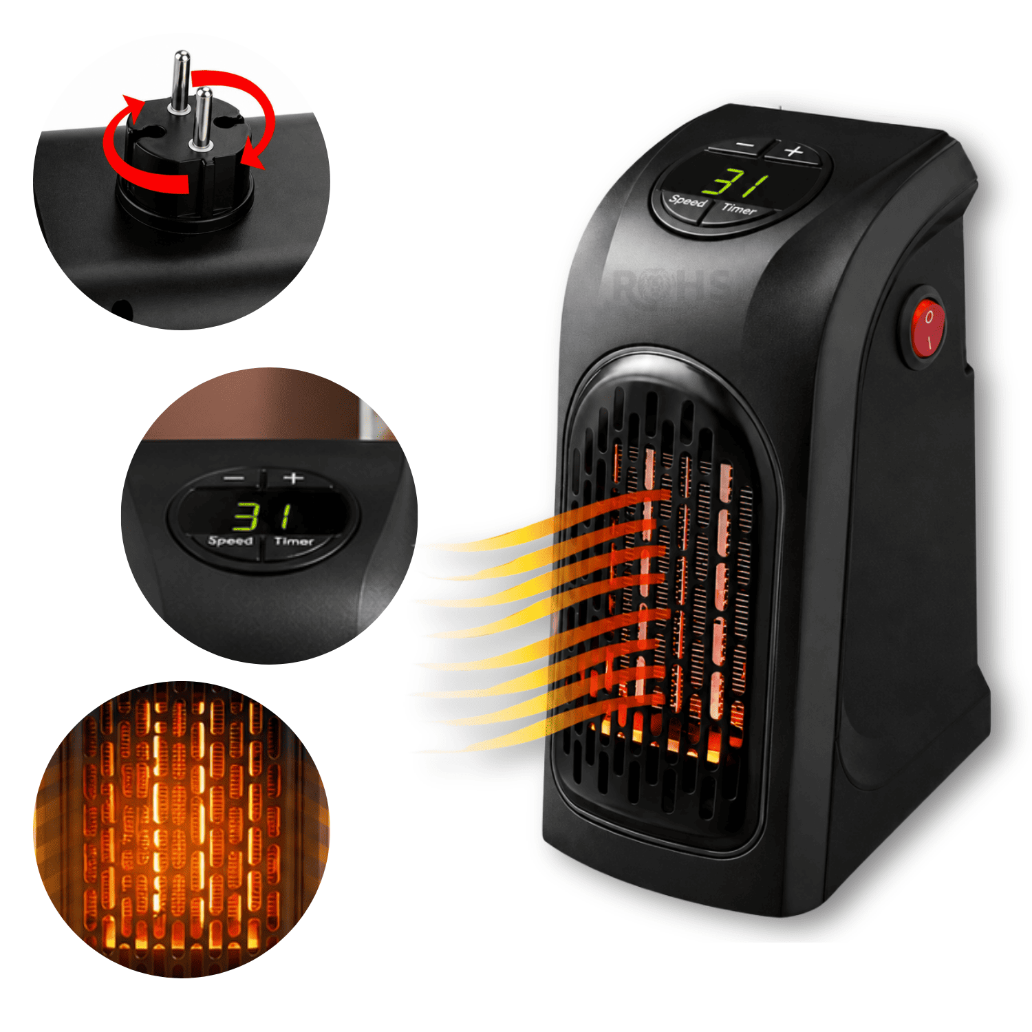 CALENTADOR ELÉCTRICO WARM AIR BLOWER 400W CON CONTROL REMOTO Y TEMPORIZADOR DIGITAL - 4