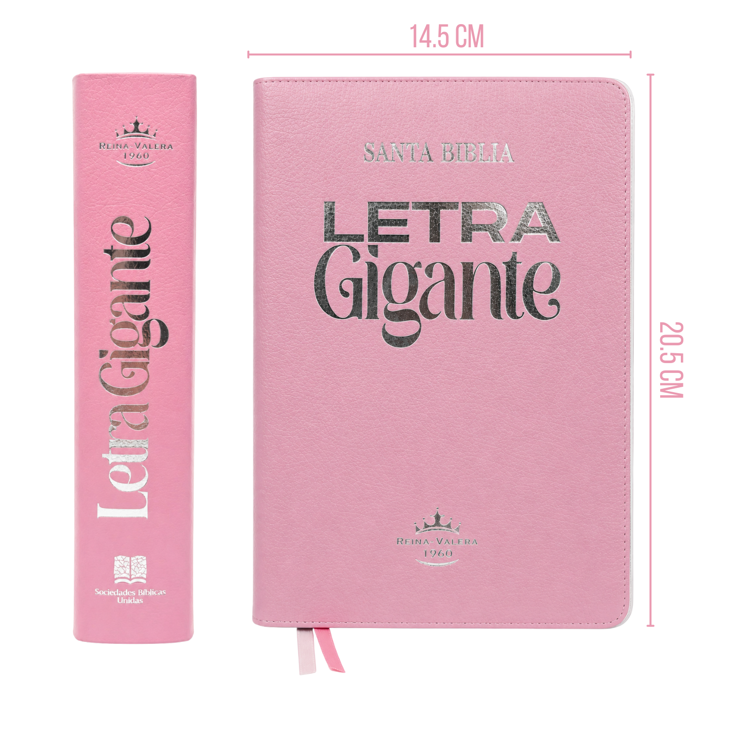 BIBLIA REINA-VALERA 1960 LETRA GIGANTE ROSA + FORRO PROTECTOR TRANSPARENTE - 3