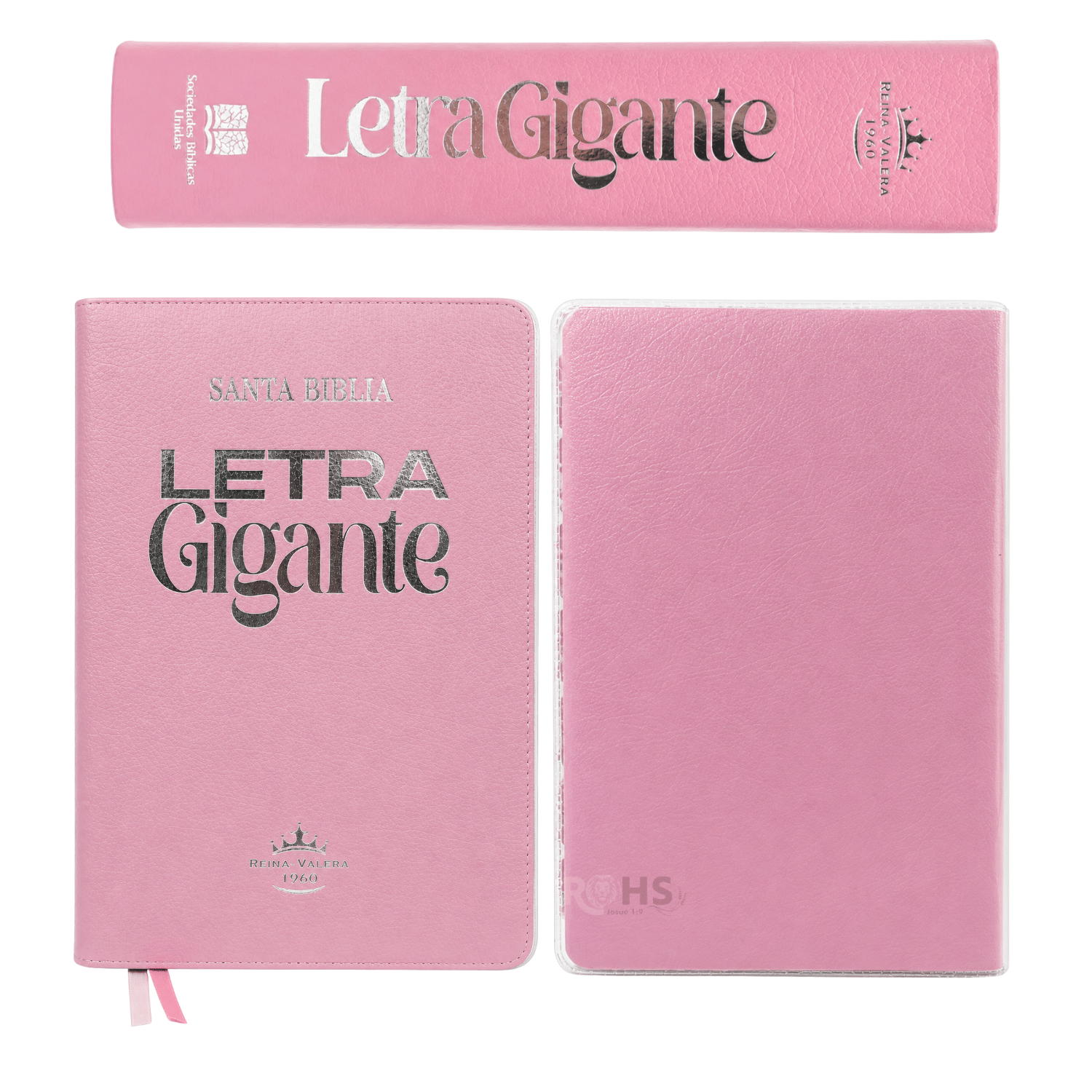 BIBLIA REINA-VALERA 1960 LETRA GIGANTE ROSA + FORRO PROTECTOR TRANSPARENTE - 6