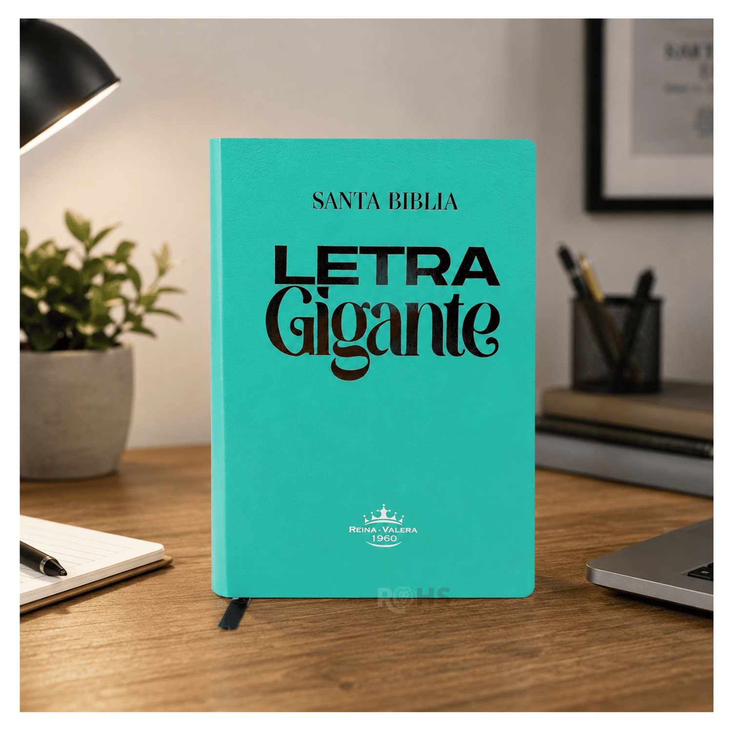 BIBLIA REINA VALERA 1960 - LETRA GIGANTE - 14 PUNTOS - COLOR VERDE MENTA CON FORRO TRANSPARENTE + TABS - 1