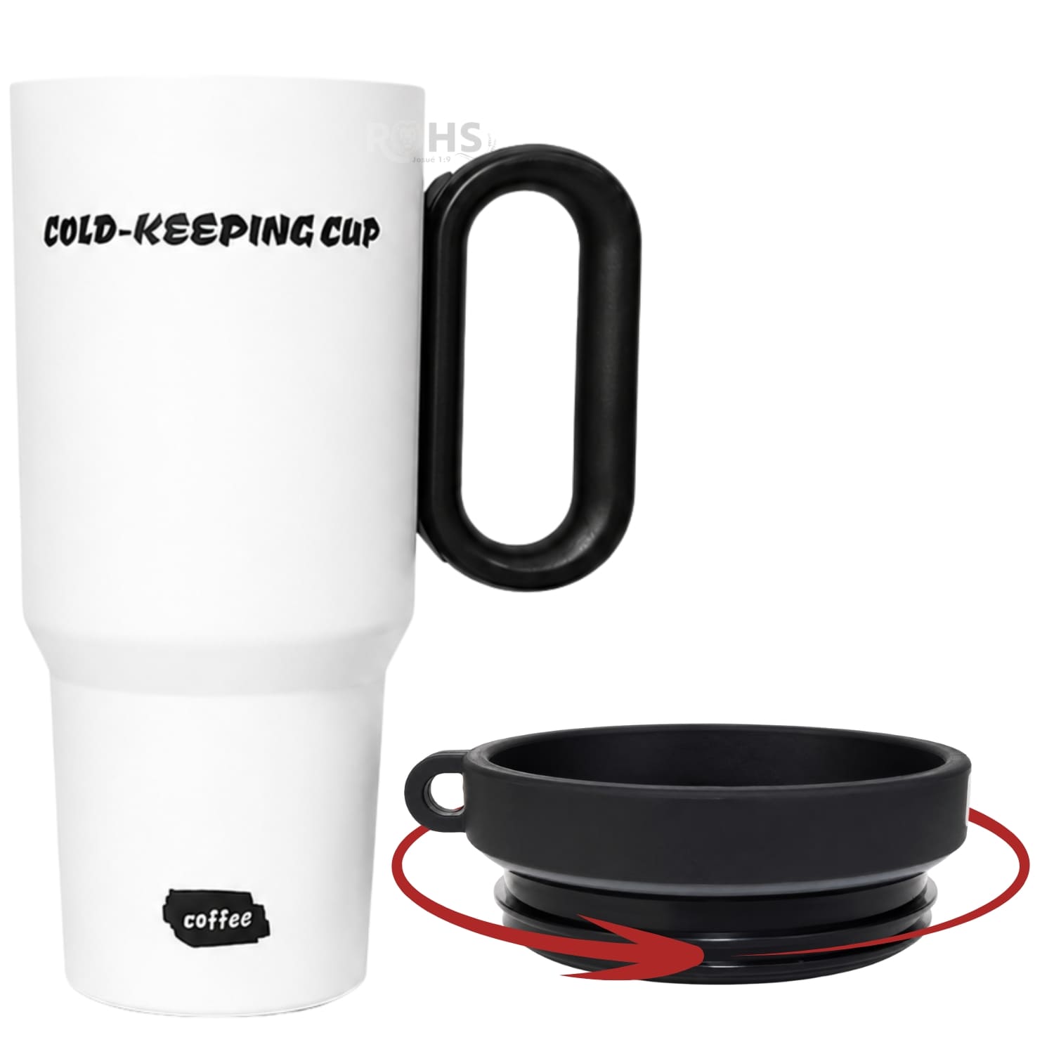 VASO TÉRMICO BLANCO DE ACERO INOXIDABLE CON ASA, SORBETE E INFUSOR - 3
