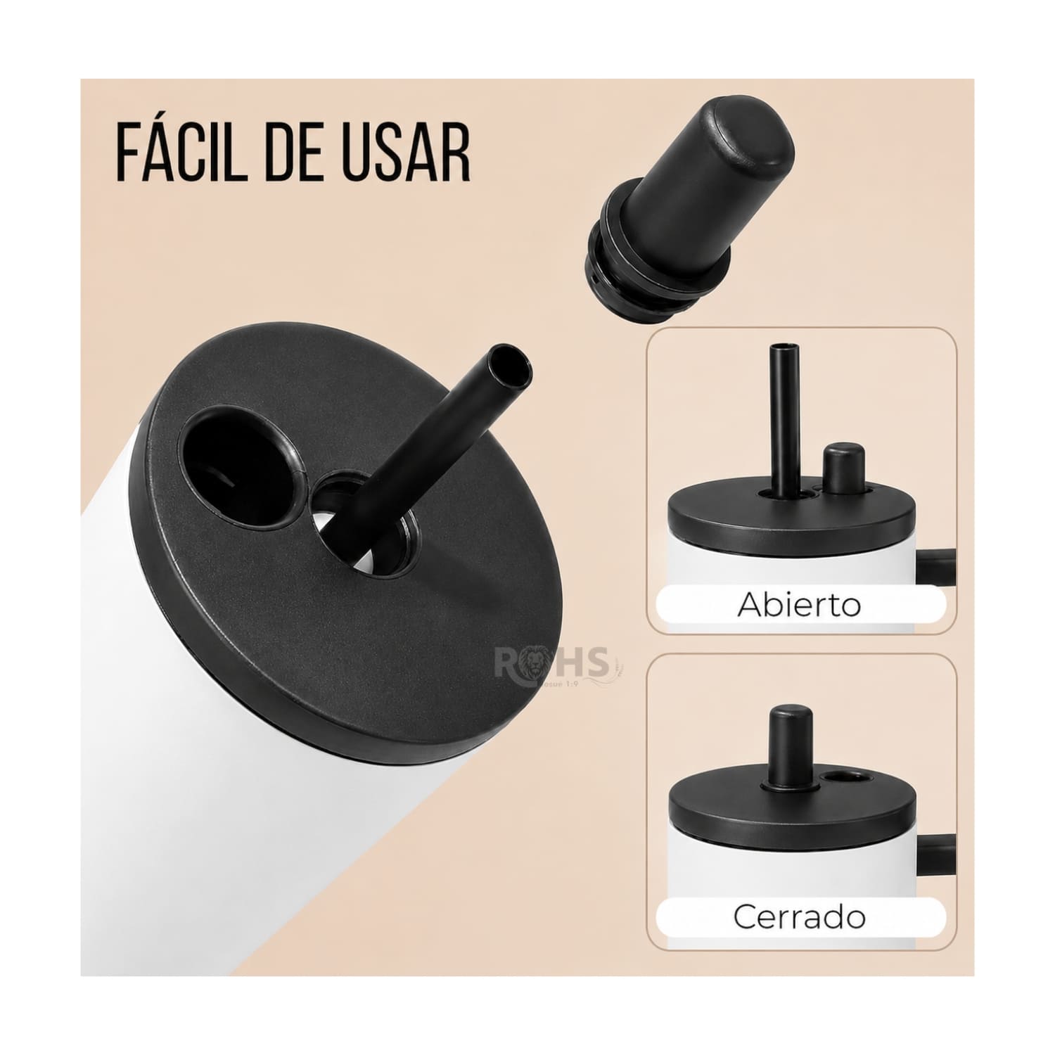 VASO TÉRMICO BLANCO DE ACERO INOXIDABLE CON ASA, SORBETE E INFUSOR - 4