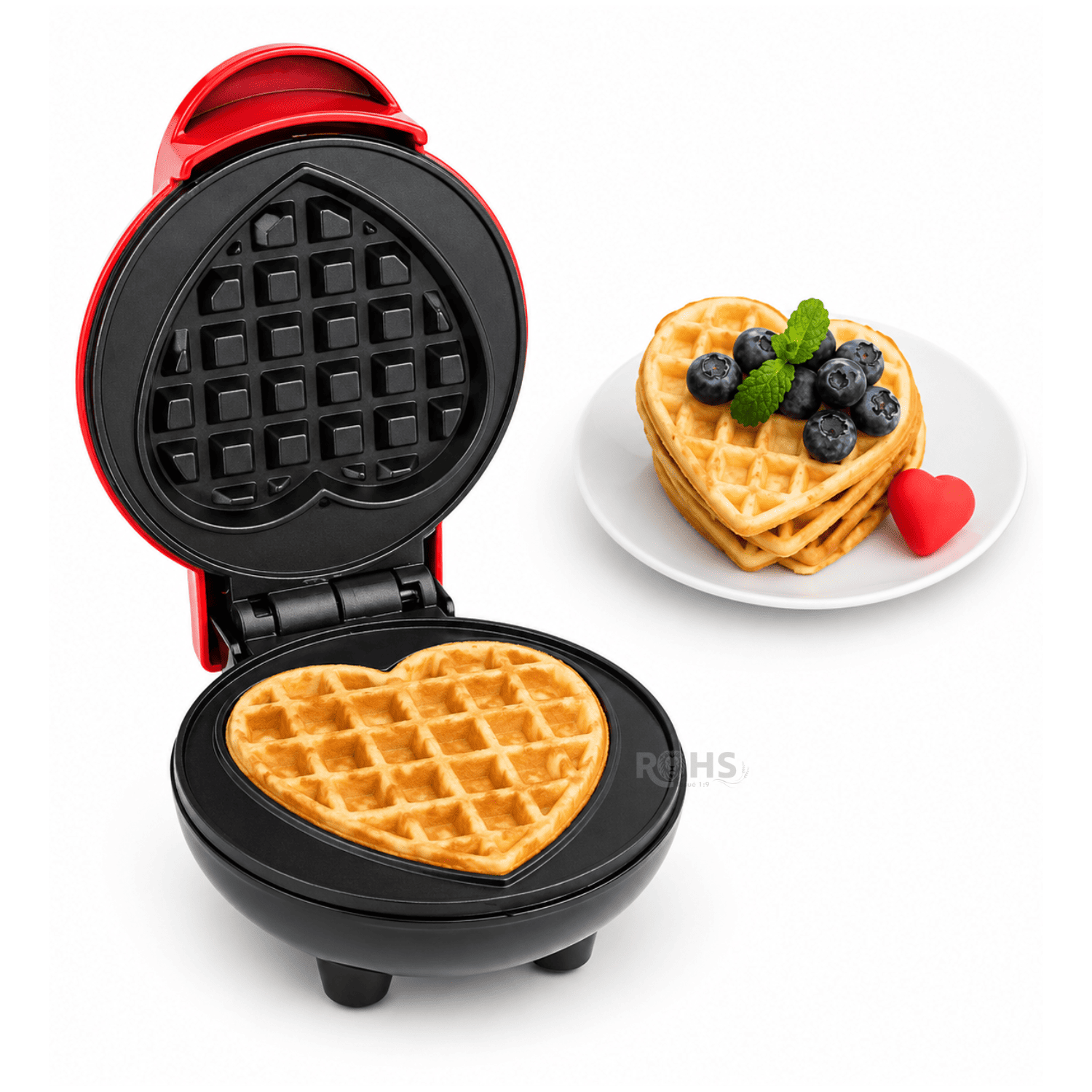 WAFFLERA ELÉCTRICA CON FORMA DE CORAZÓN RAF R.2220 CON PLACAS ANTIADHERENTES - 6