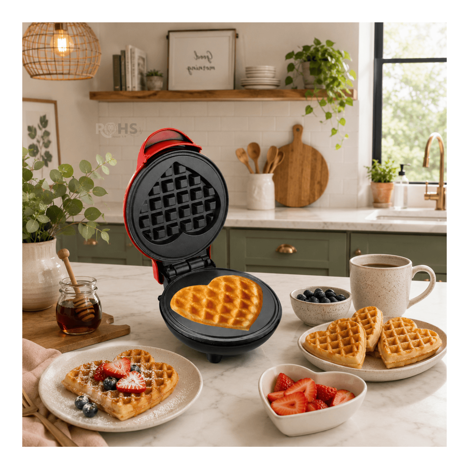 WAFFLERA ELÉCTRICA CON FORMA DE CORAZÓN RAF R.2220 CON PLACAS ANTIADHERENTES - 7