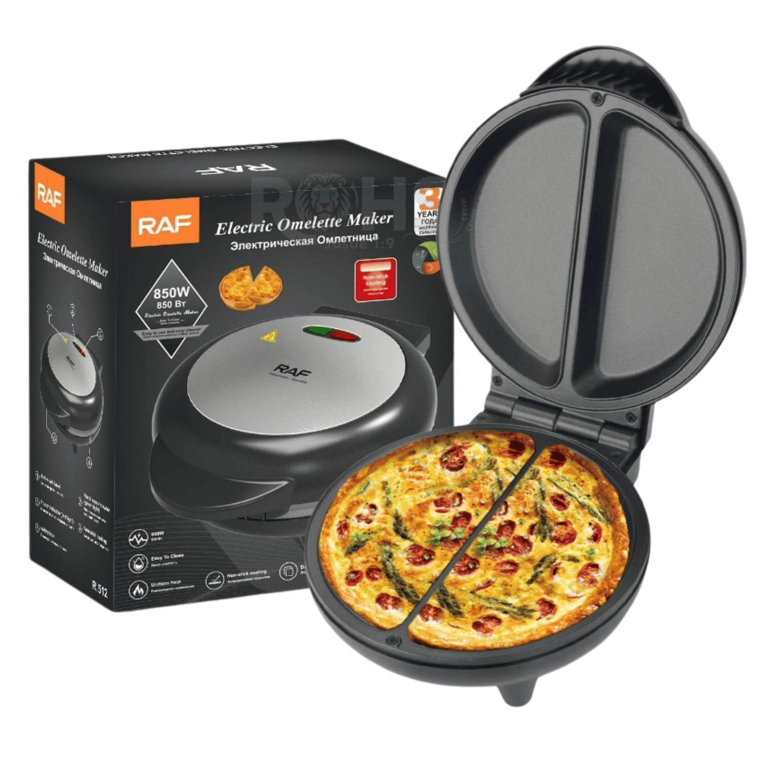 MÁQUINA PARA OMELETTE RAF R.512 ANTIADHERENTE 850W CON DOBLE CÁMARA DE COCCIÓN - 7