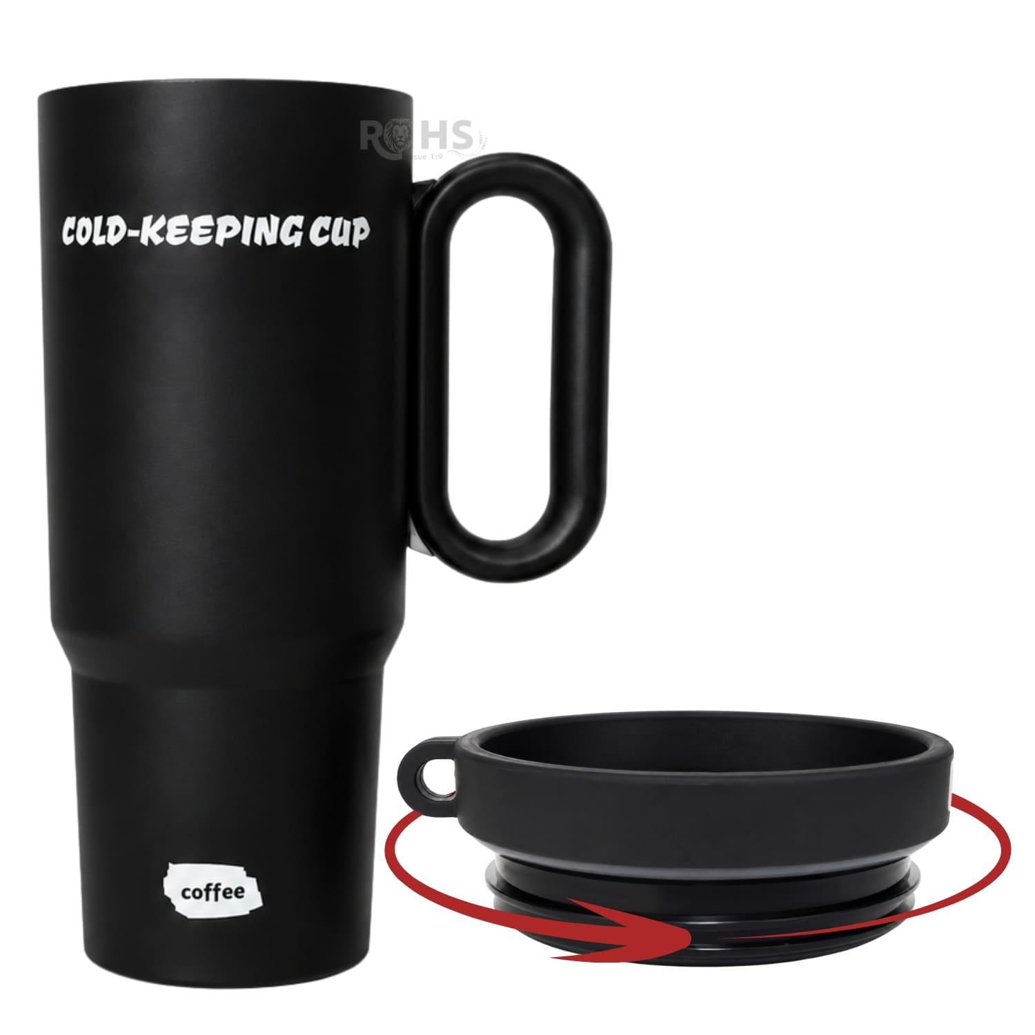 VASO TÉRMICO NEGRO DE ACERO INOXIDABLE CON ASA, SORBETE E INFUSOR - 7